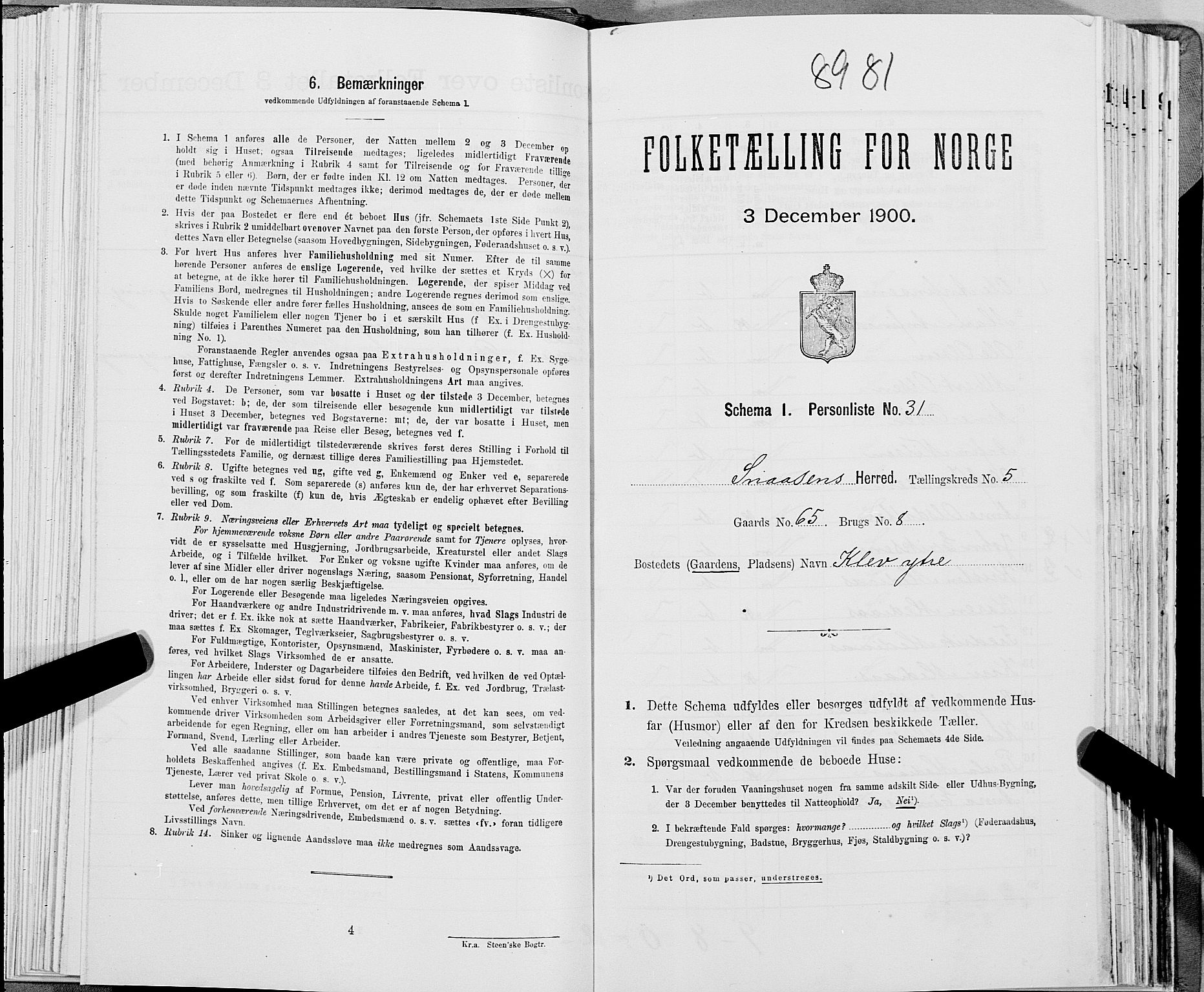 SAT, Folketelling 1900 for 1736 Snåsa herred, 1900, s. 1217
