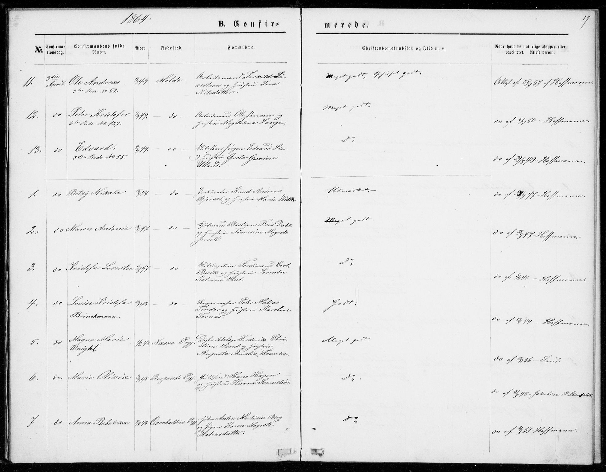 Ministerialprotokoller, klokkerbøker og fødselsregistre - Møre og Romsdal, SAT/A-1454/558/L0690: Ministerialbok nr. 558A04, 1864-1872, s. 19