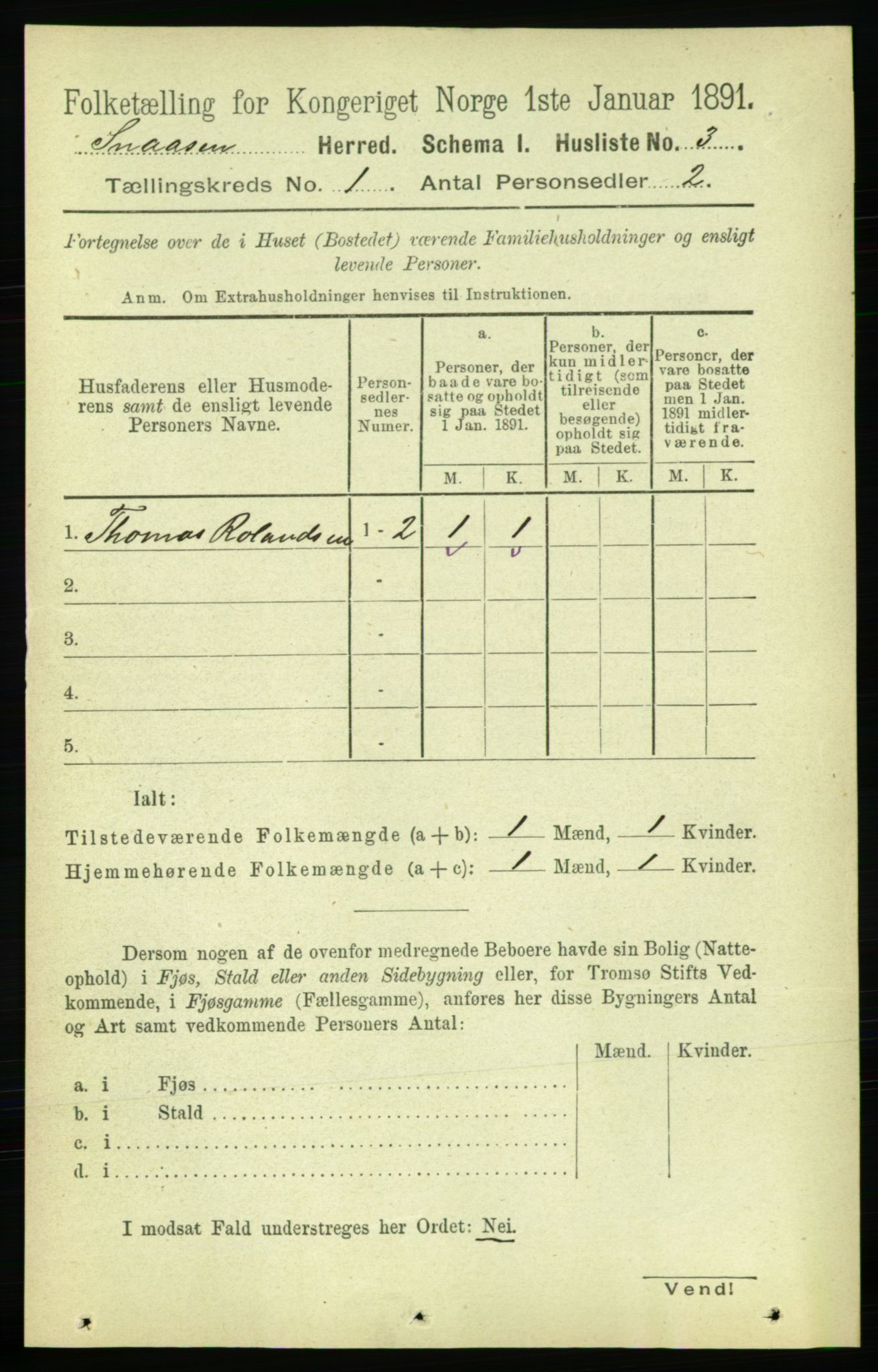 RA, Folketelling 1891 for 1736 Snåsa herred, 1891, s. 27