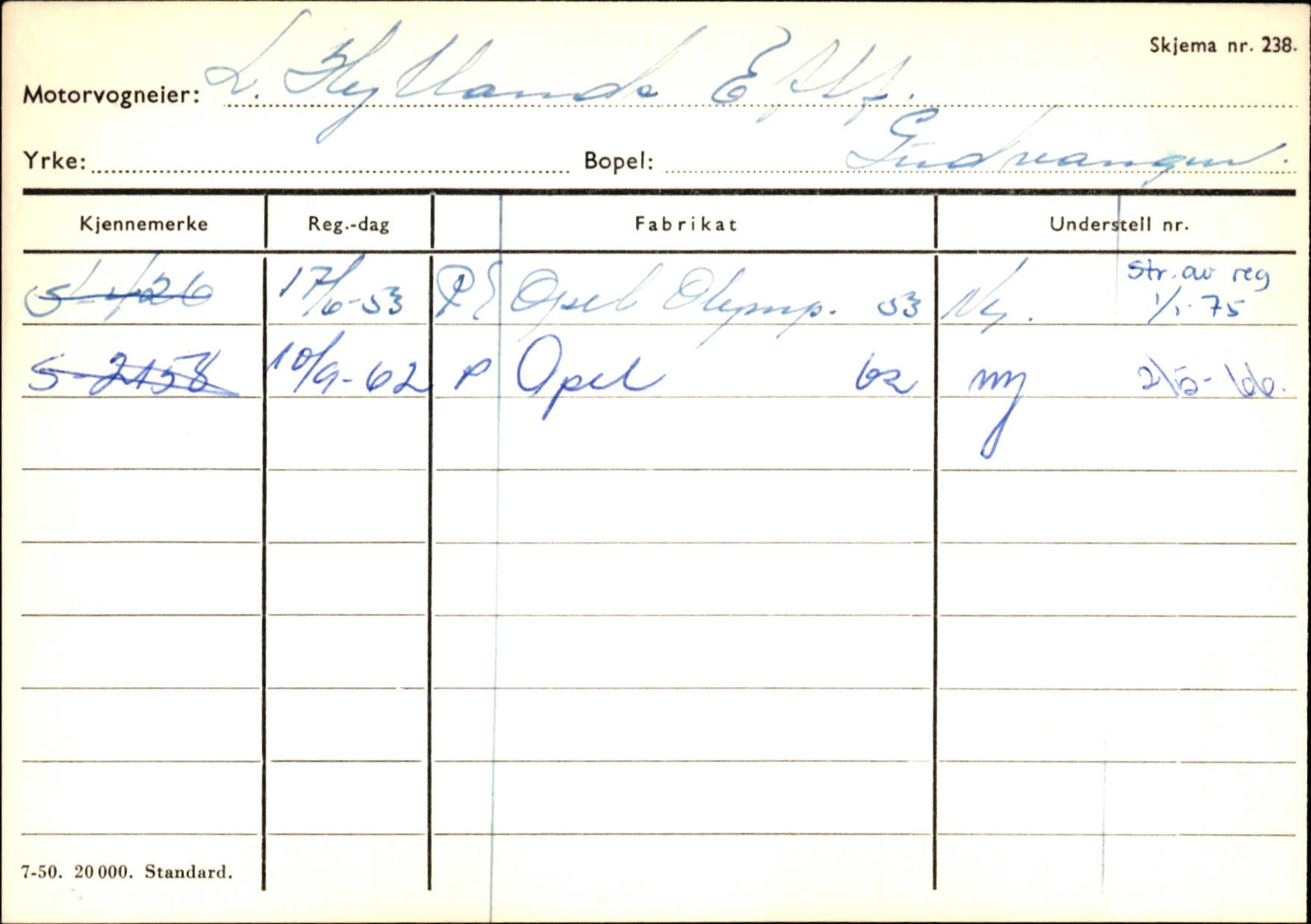 Statens vegvesen, Sogn og Fjordane vegkontor, SAB/A-5301/4/F/L0125: Eigarregister Sogndal V-Å. Aurland A-Å. Fjaler A-N, 1945-1975, s. 748