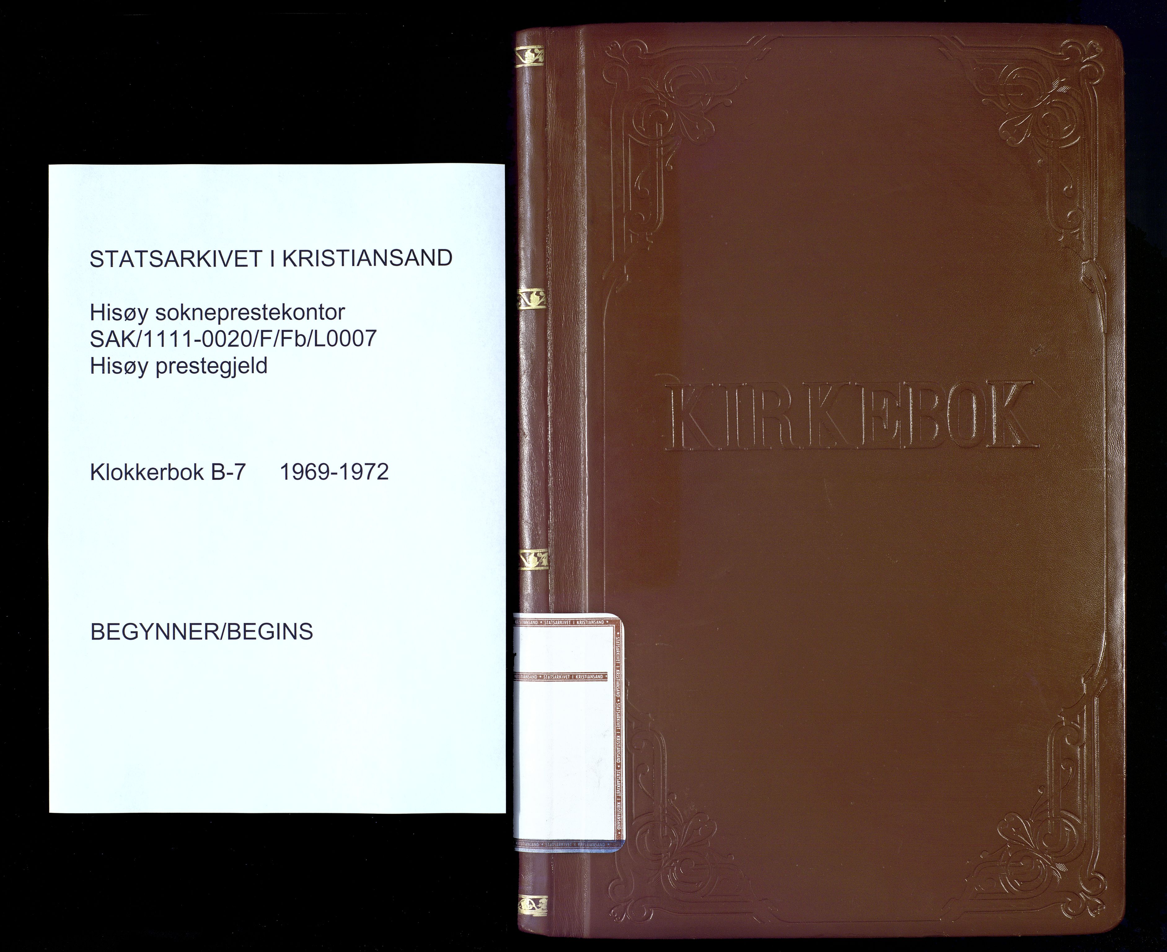Hisøy sokneprestkontor, SAK/1111-0020/F/Fb/L0007: Klokkerbok nr. B-7, 1969-1970