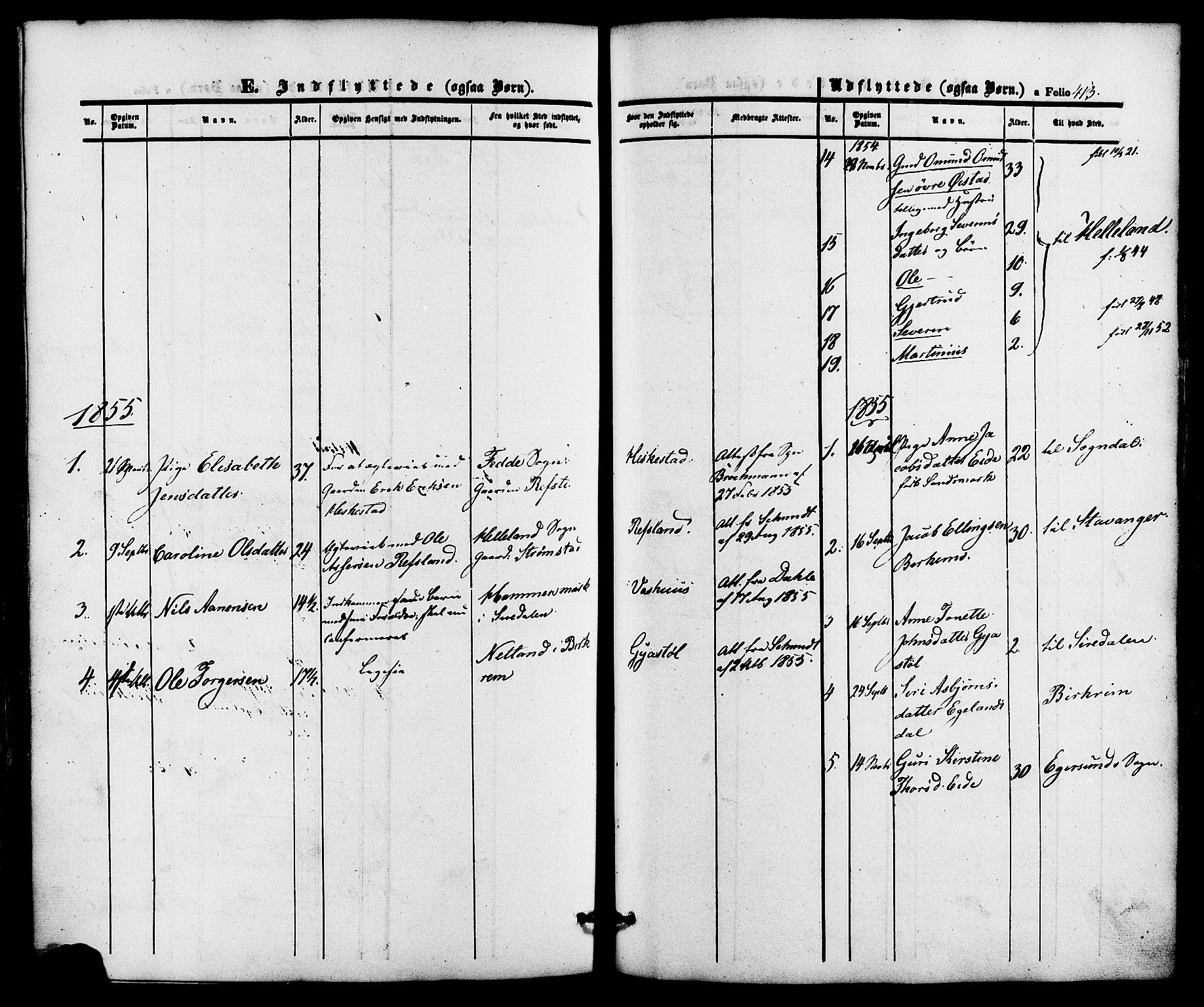 Lund sokneprestkontor, AV/SAST-A-101809/S06/L0010: Ministerialbok nr. A 9, 1854-1886, s. 413