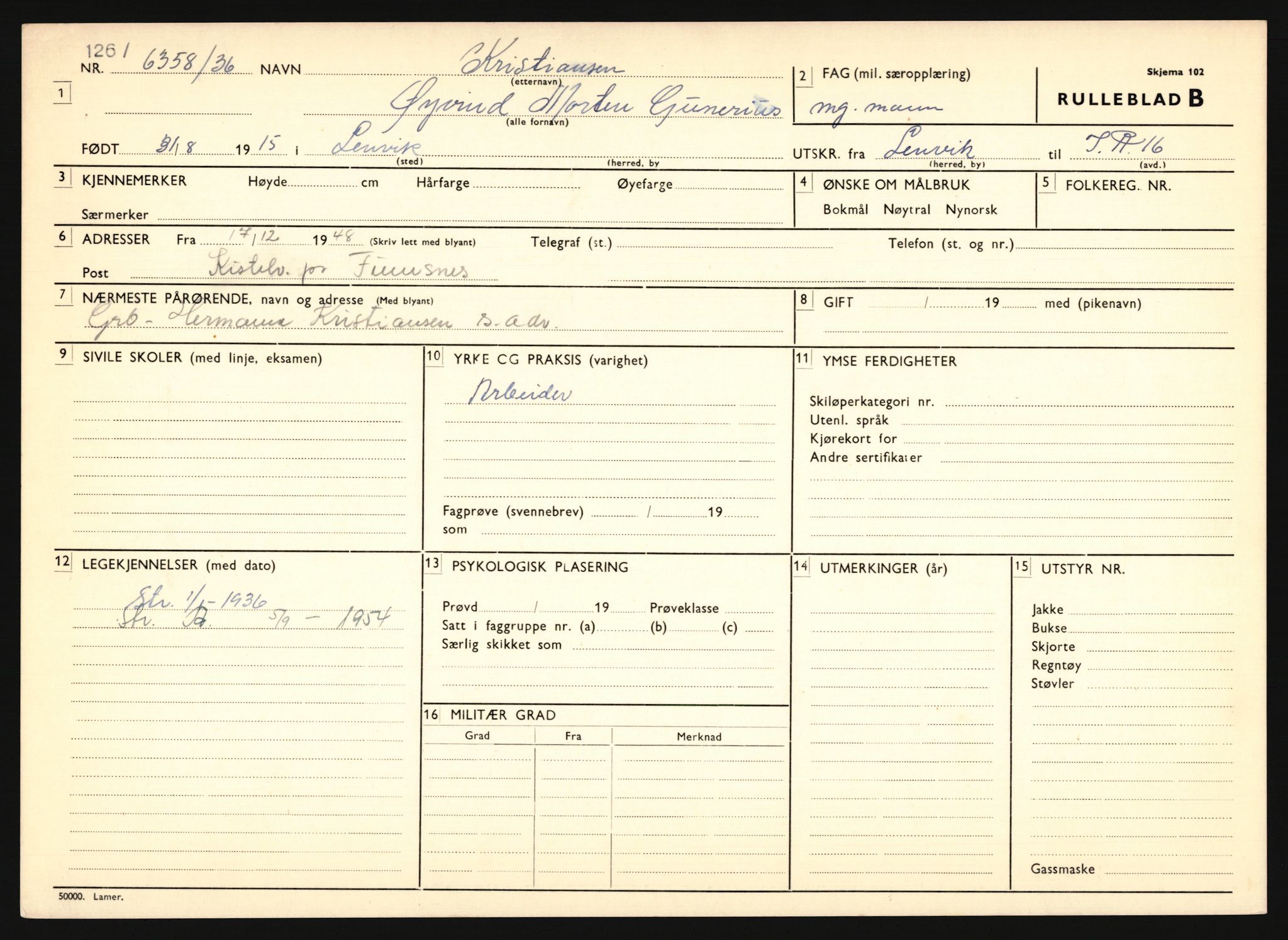 Forsvaret, Troms infanteriregiment nr. 16, AV/RA-RAFA-3146/P/Pa/L0020: Rulleblad for regimentets menige mannskaper, årsklasse 1936, 1936, s. 723