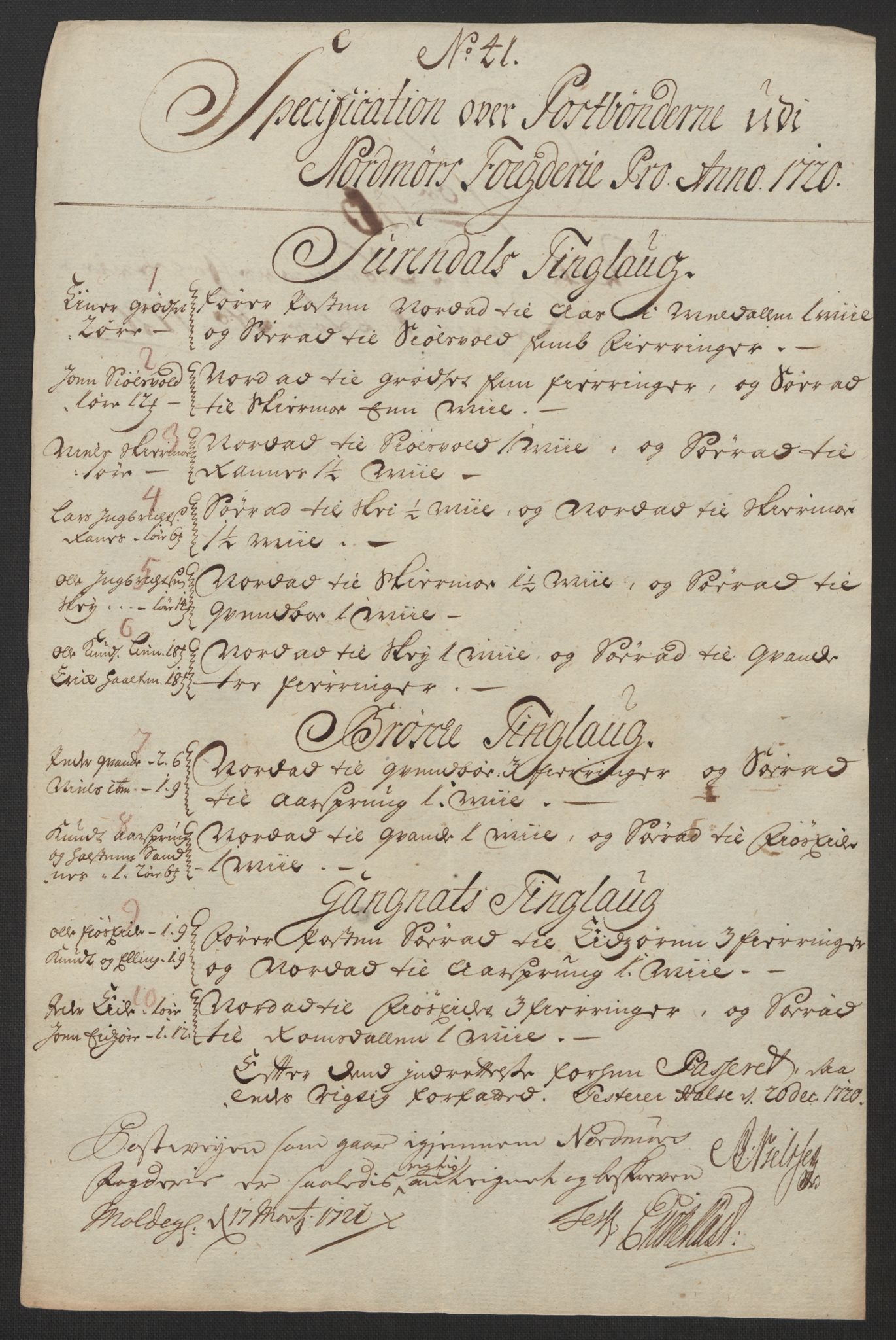 Rentekammeret inntil 1814, Reviderte regnskaper, Fogderegnskap, RA/EA-4092/R56/L3753: Fogderegnskap Nordmøre, 1720, s. 457