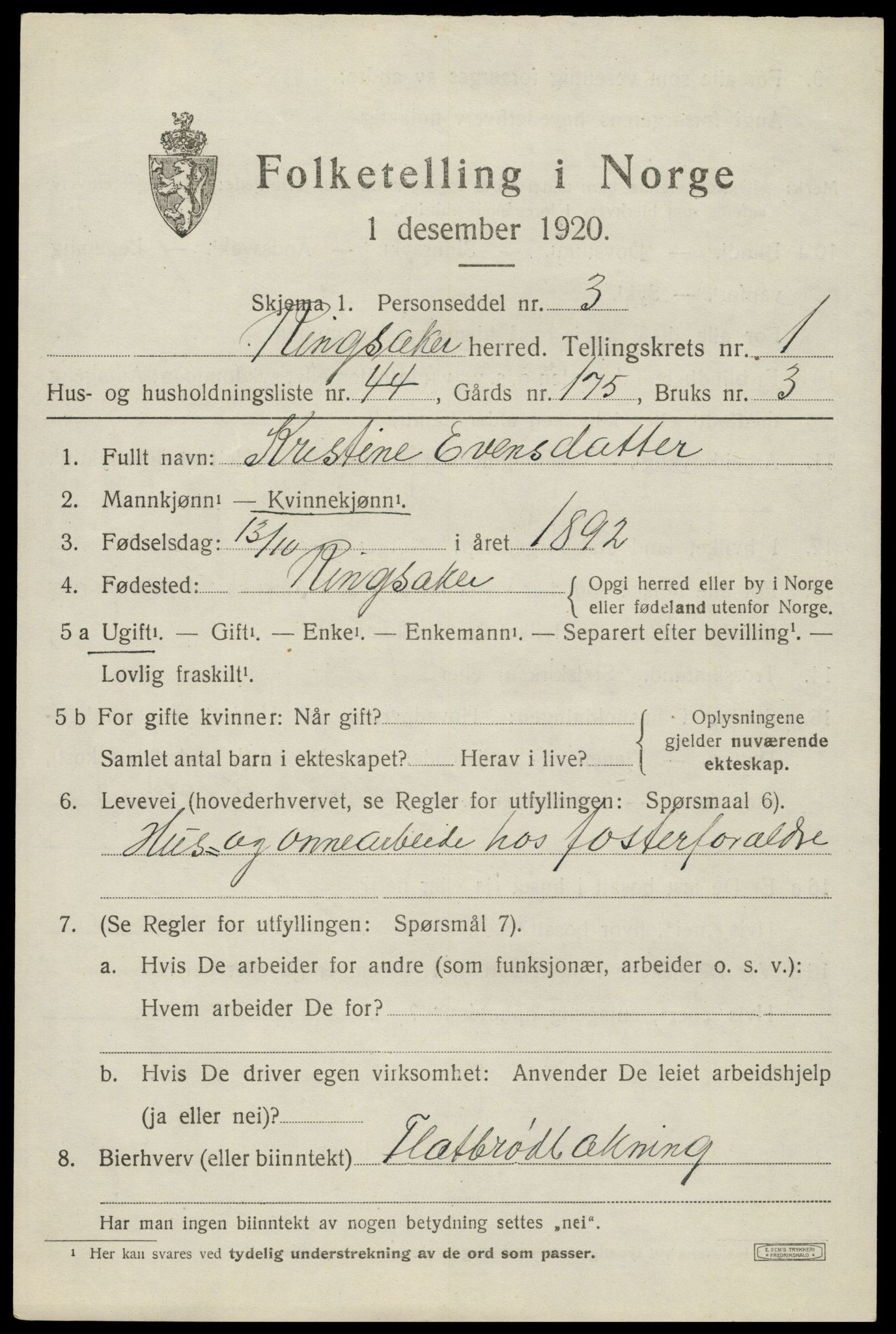 SAH, Folketelling 1920 for 0412 Ringsaker herred, 1920, s. 4874