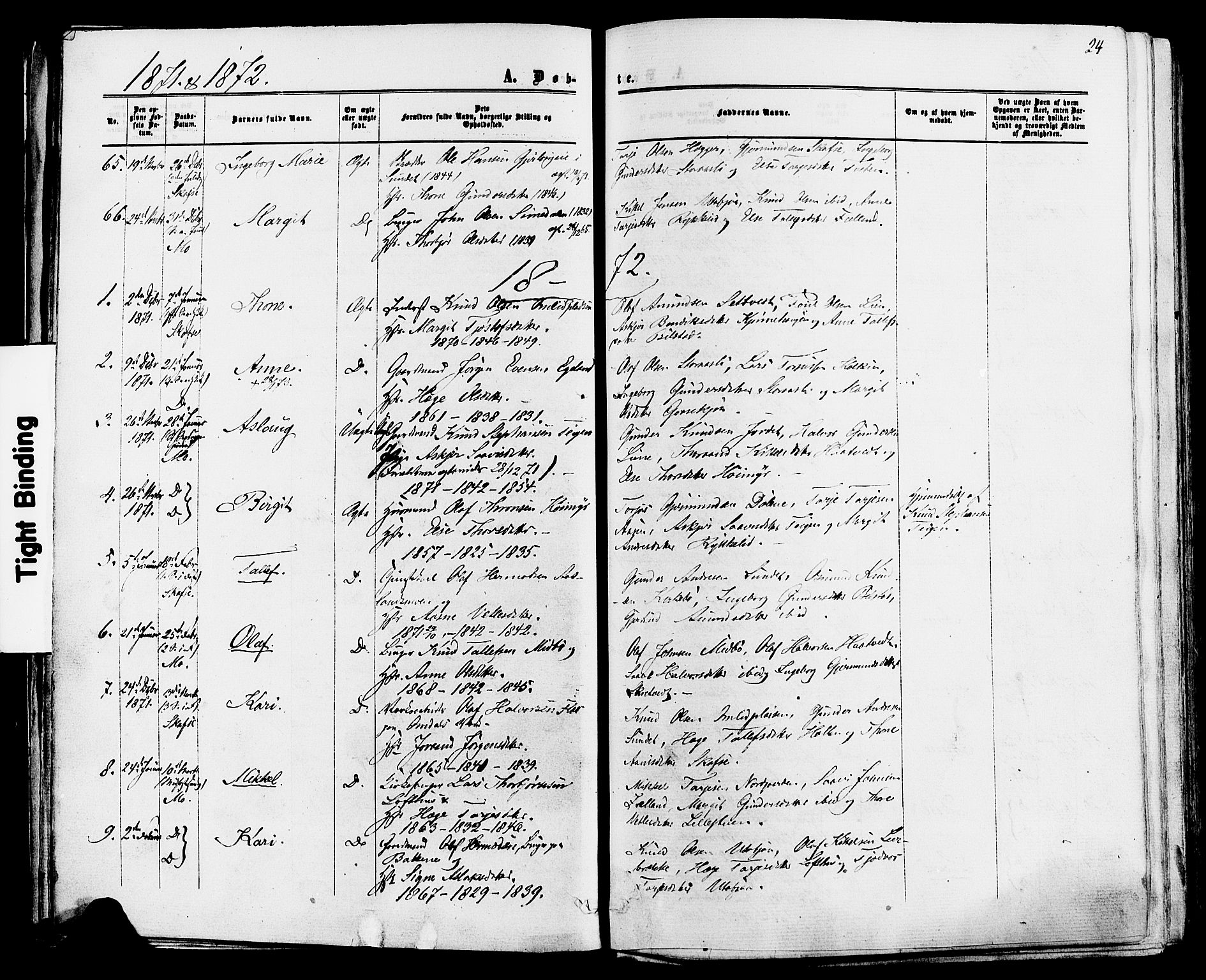 Mo kirkebøker, AV/SAKO-A-286/F/Fa/L0006: Ministerialbok nr. I 6, 1865-1885, s. 24