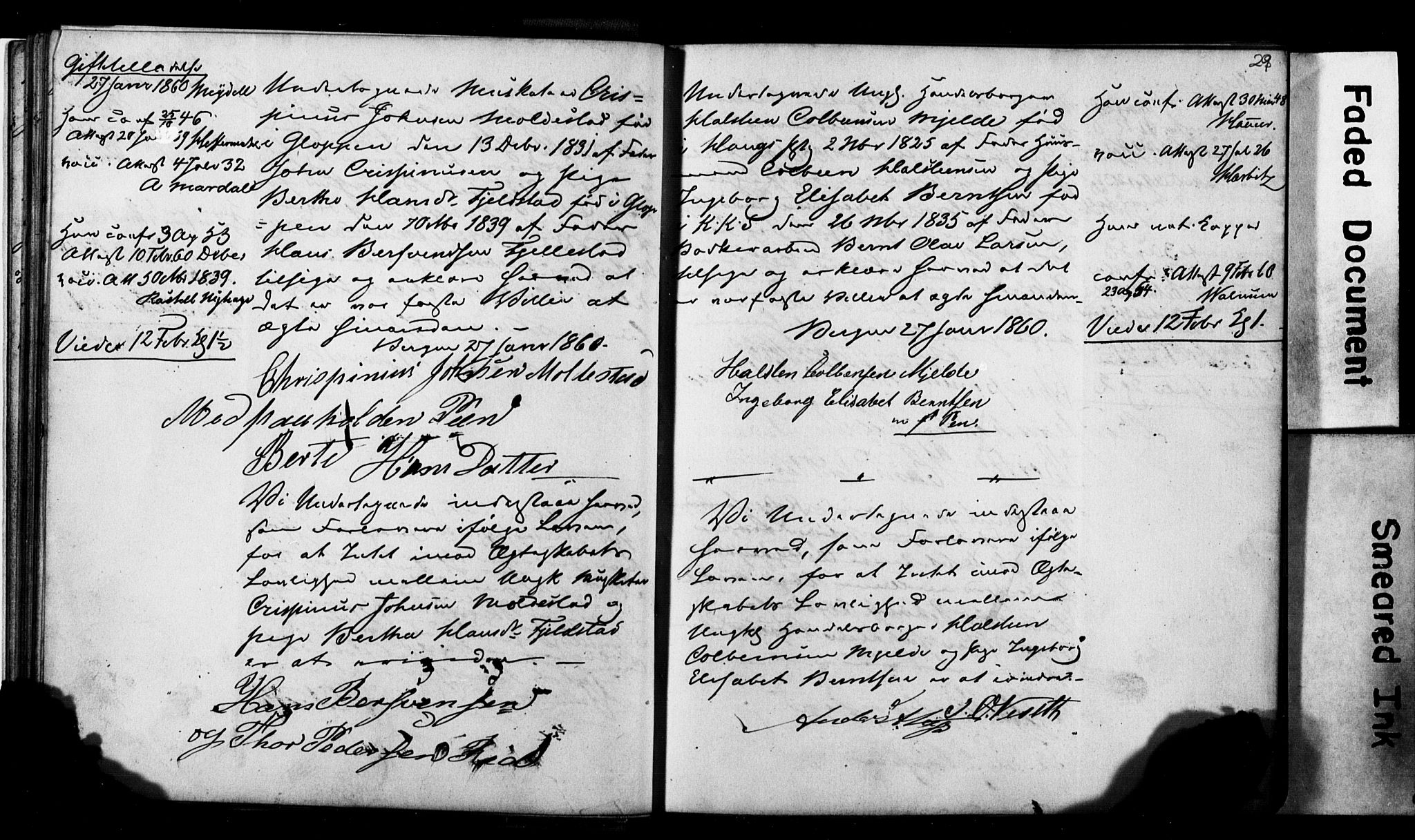 Korskirken sokneprestembete, SAB/A-76101: Forlovererklæringer nr. II.5.2, 1859-1865, s. 29