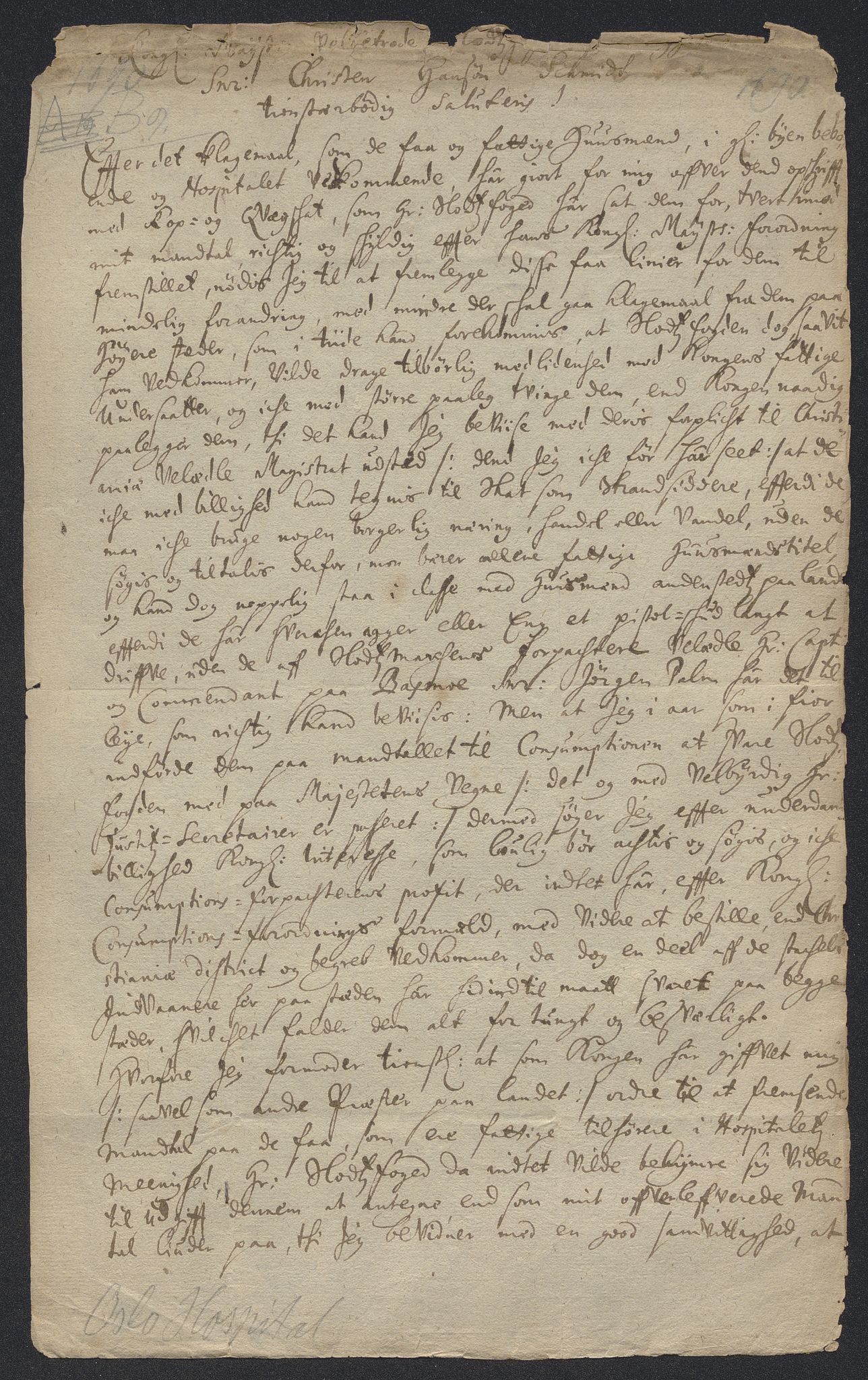 Oslo stiftsdireksjon, AV/SAO-A-11085/K/Kb/L0002/0013: Oslo Hospital / Hospitalsgods, 1690-1735, s. 2
