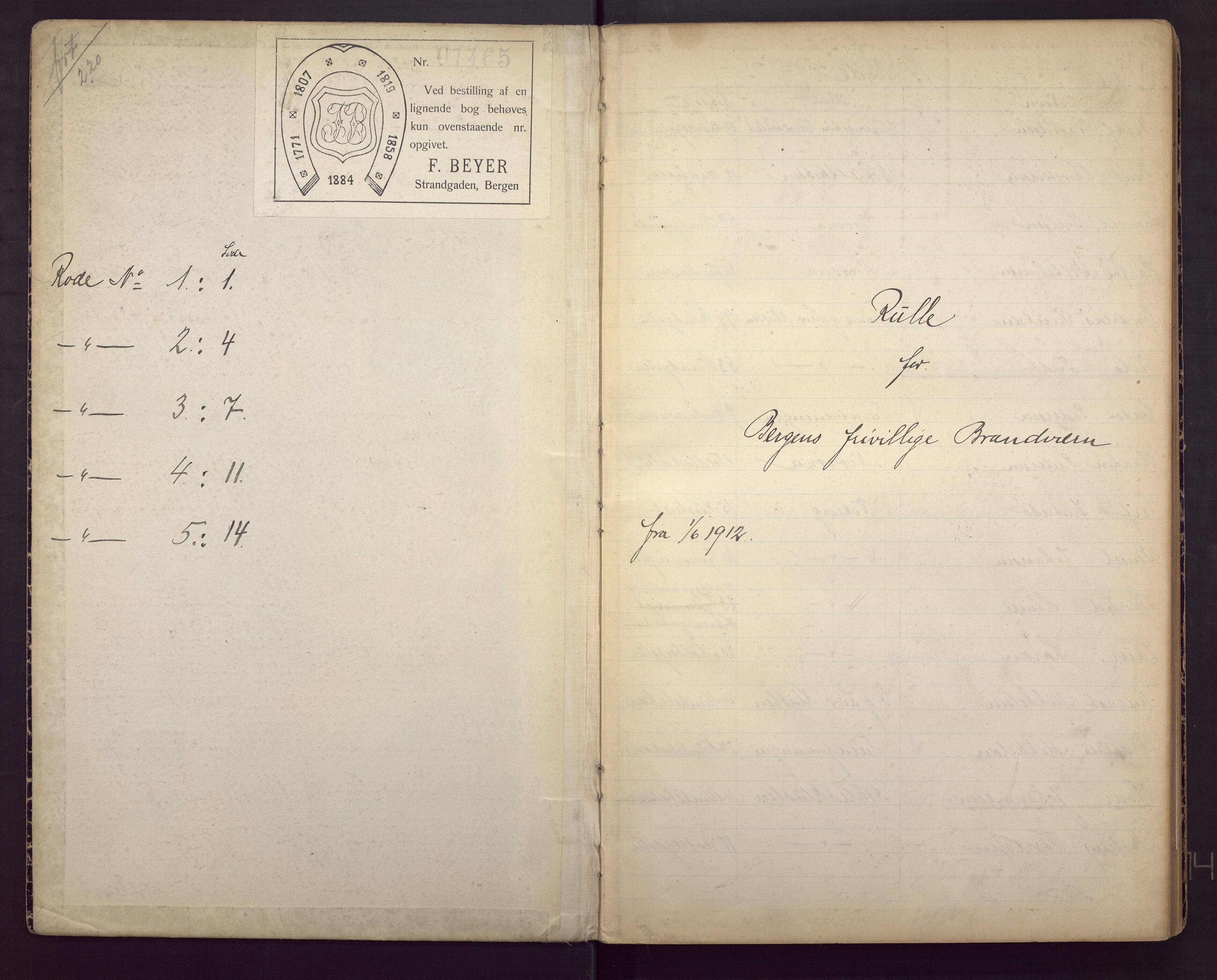 Bergen kommune. Brannvesenet (1863-1971), BBA/A-1181/P/Pc/L0008: Ruller, 1912-1913