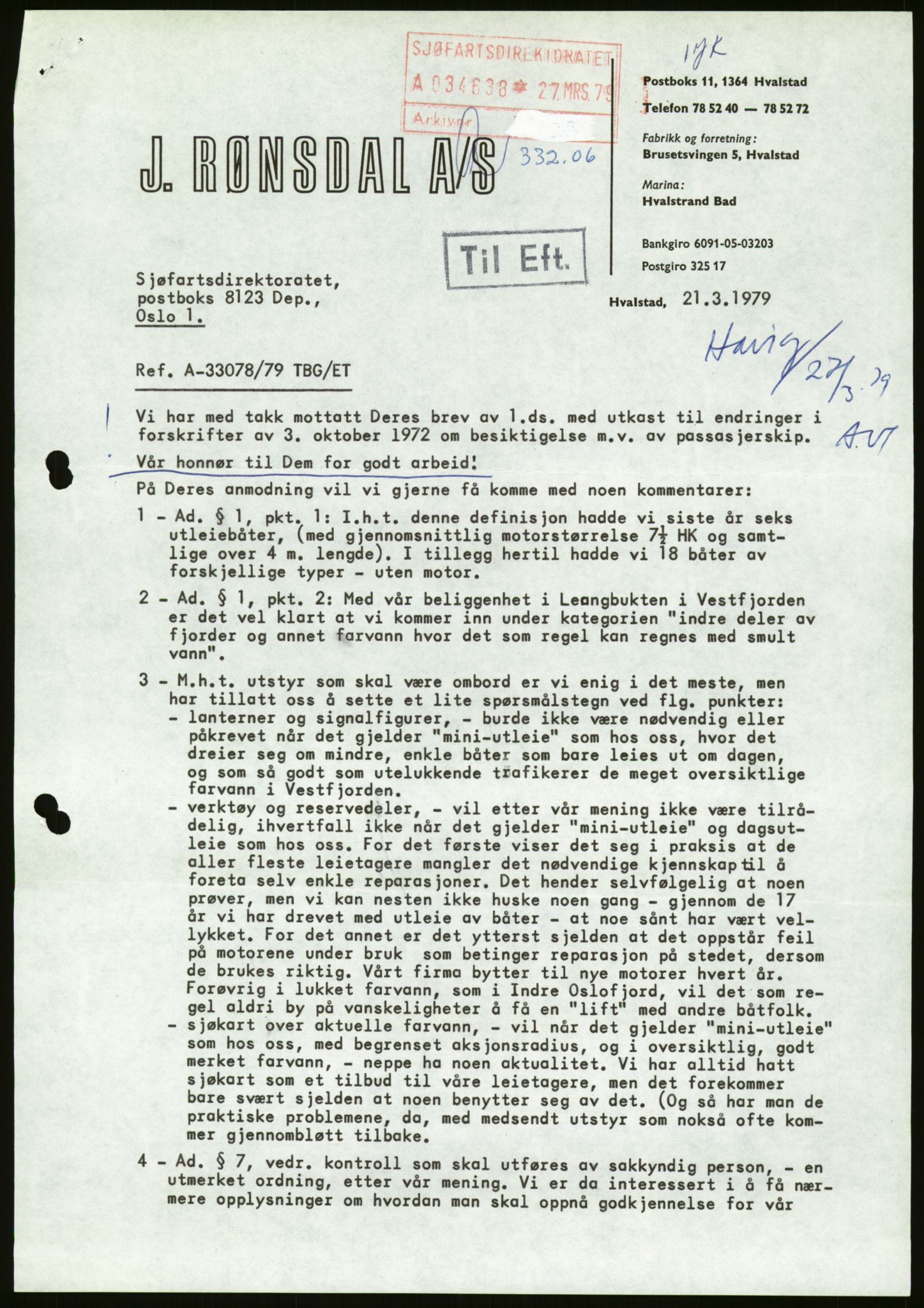 Sjøfartsdirektoratet med forløpere, generelt arkiv, AV/RA-S-1407/D/Du/Duc/L0642/0001: Skipskontrollen - Forskrifter / Forskrift om utleiebåter (2 mapper), 1978-1987, s. 383