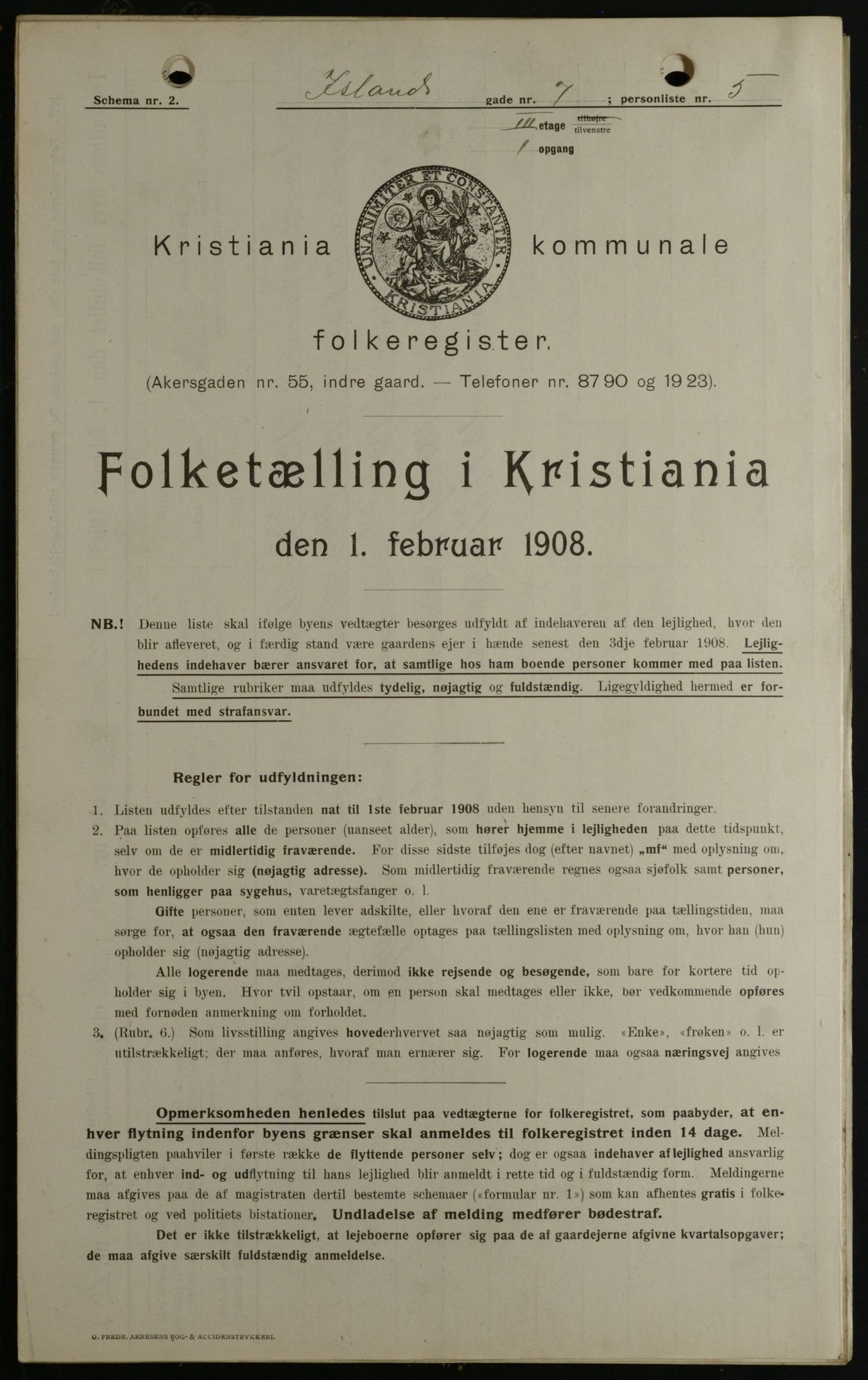 OBA, Kommunal folketelling 1.2.1908 for Kristiania kjøpstad, 1908, s. 40004