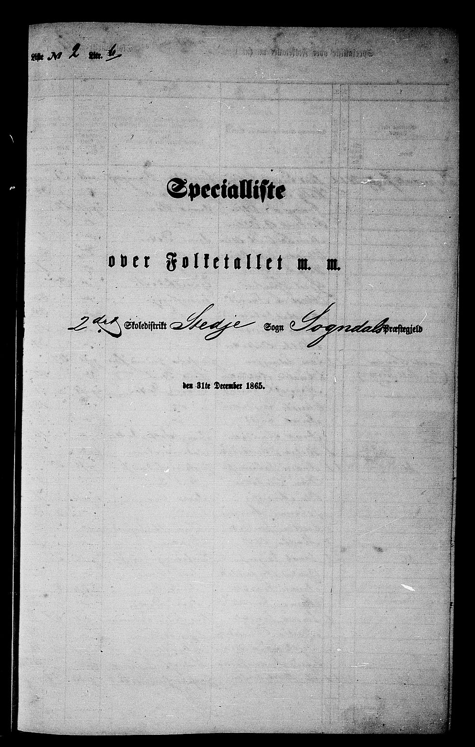 RA, Folketelling 1865 for 1420P Sogndal prestegjeld, 1865, s. 43