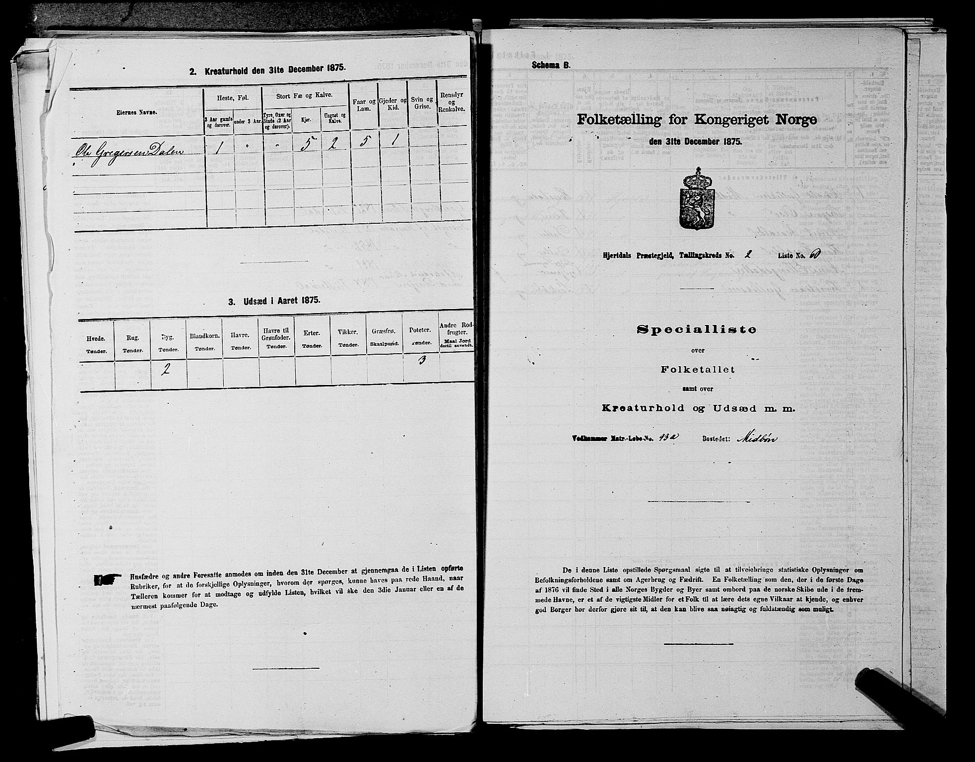 SAKO, Folketelling 1875 for 0827P Hjartdal prestegjeld, 1875, s. 327