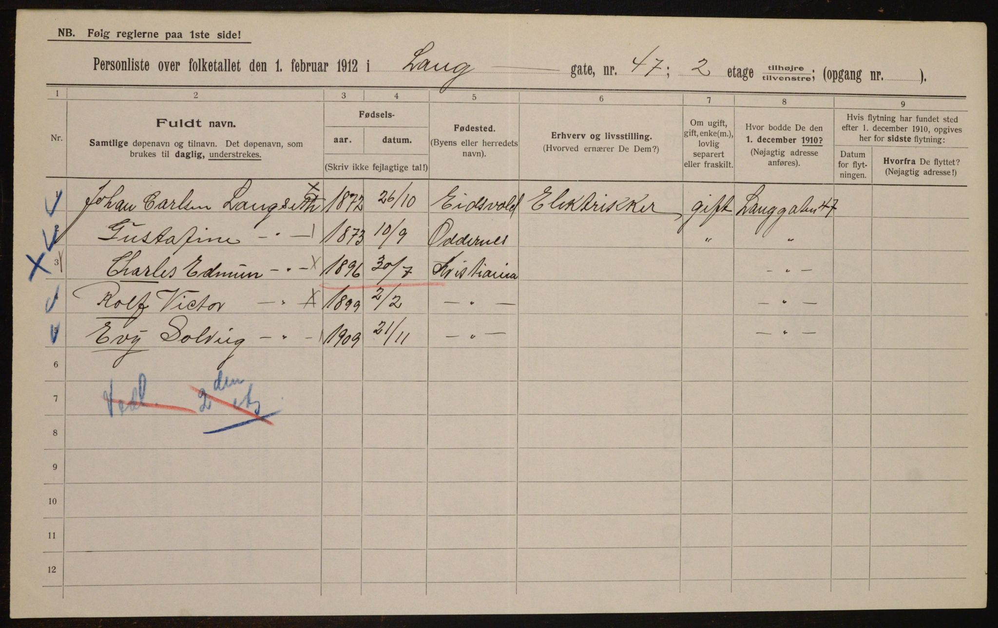 OBA, Kommunal folketelling 1.2.1912 for Kristiania, 1912, s. 57253
