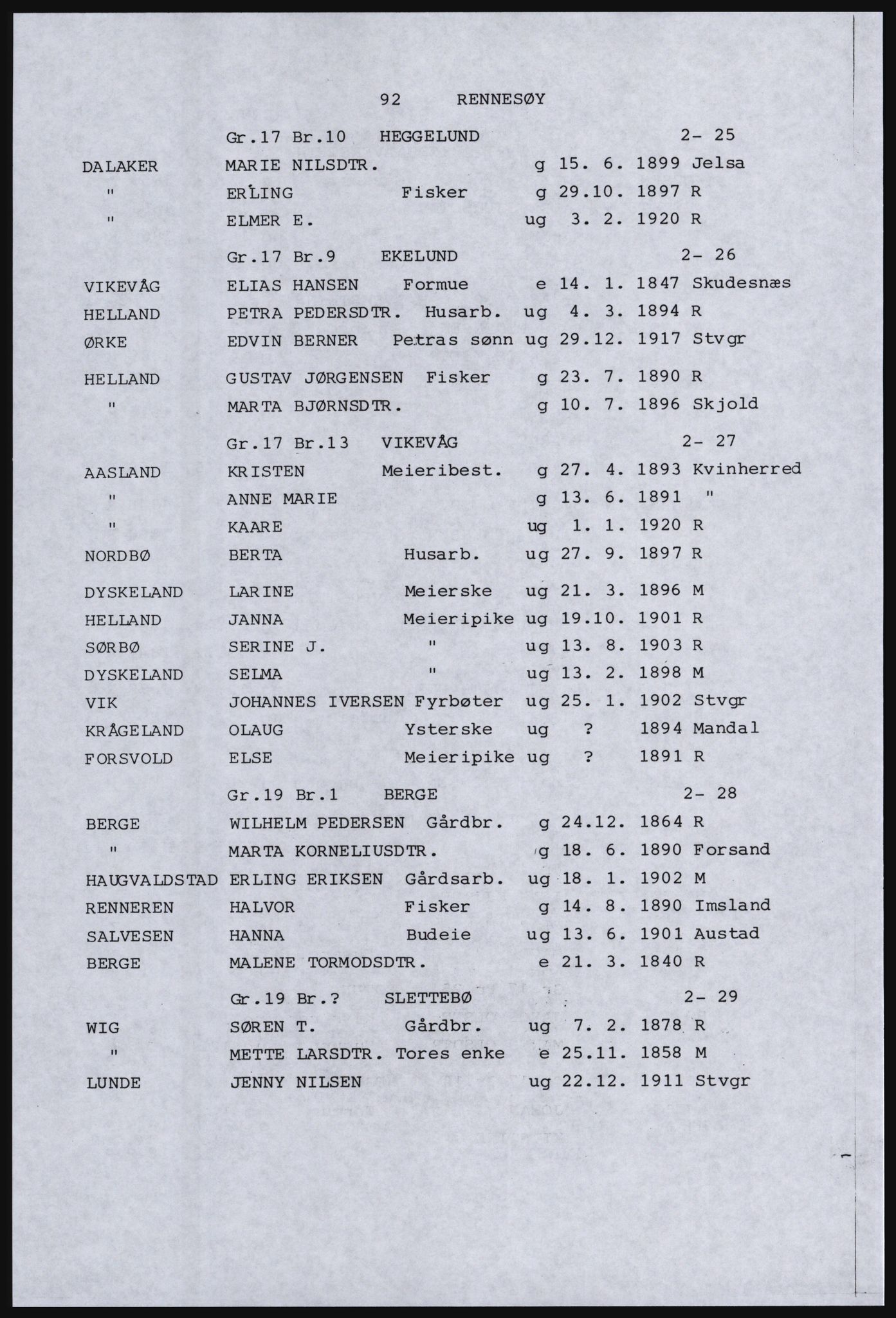 SAST, Avskrift av folketellingen 1920 for Ryfylkeøyene, 1920, s. 108