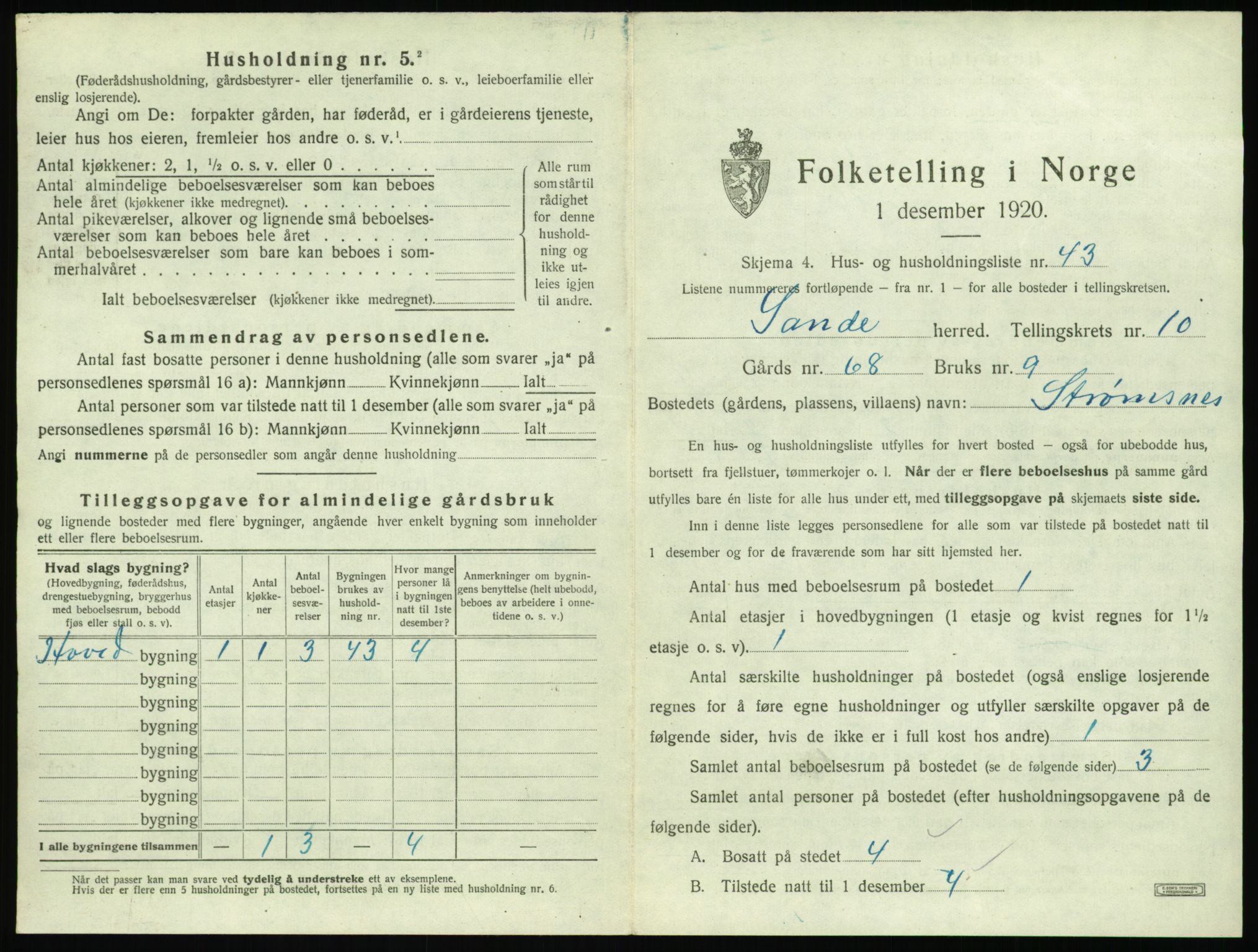 SAT, Folketelling 1920 for 1514 Sande herred, 1920, s. 830