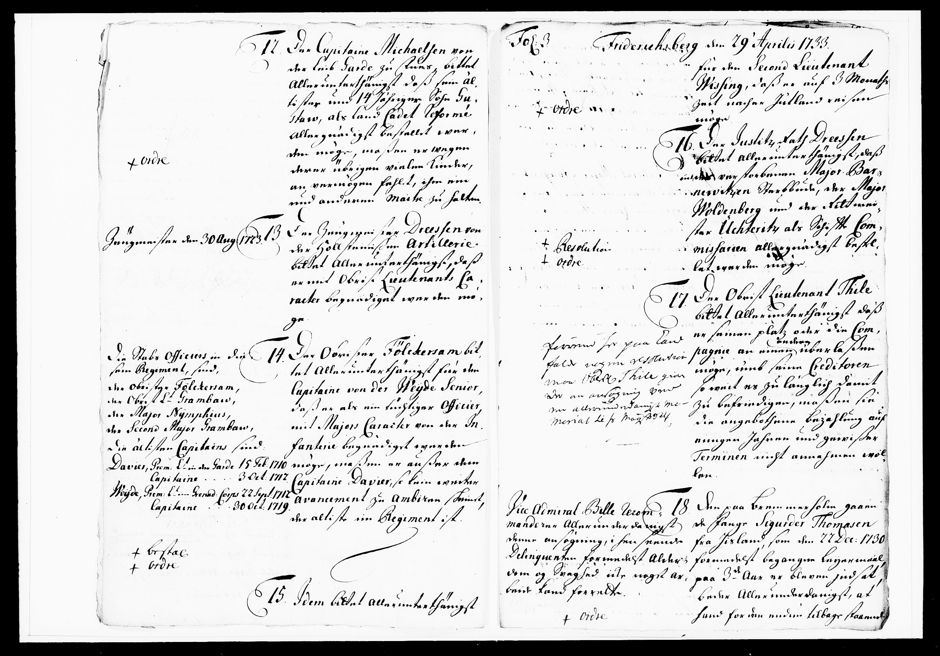 Krigskollegiet, Krigskancelliet, DRA/A-0006/-/1108-1113: Refererede sager, 1733, s. 117