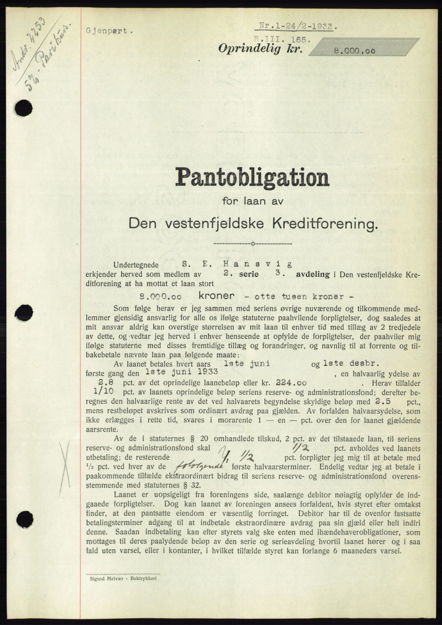 Ålesund byfogd, SAT/A-4384: Pantebok nr. 30, 1932-1933, Tingl.dato: 24.02.1933