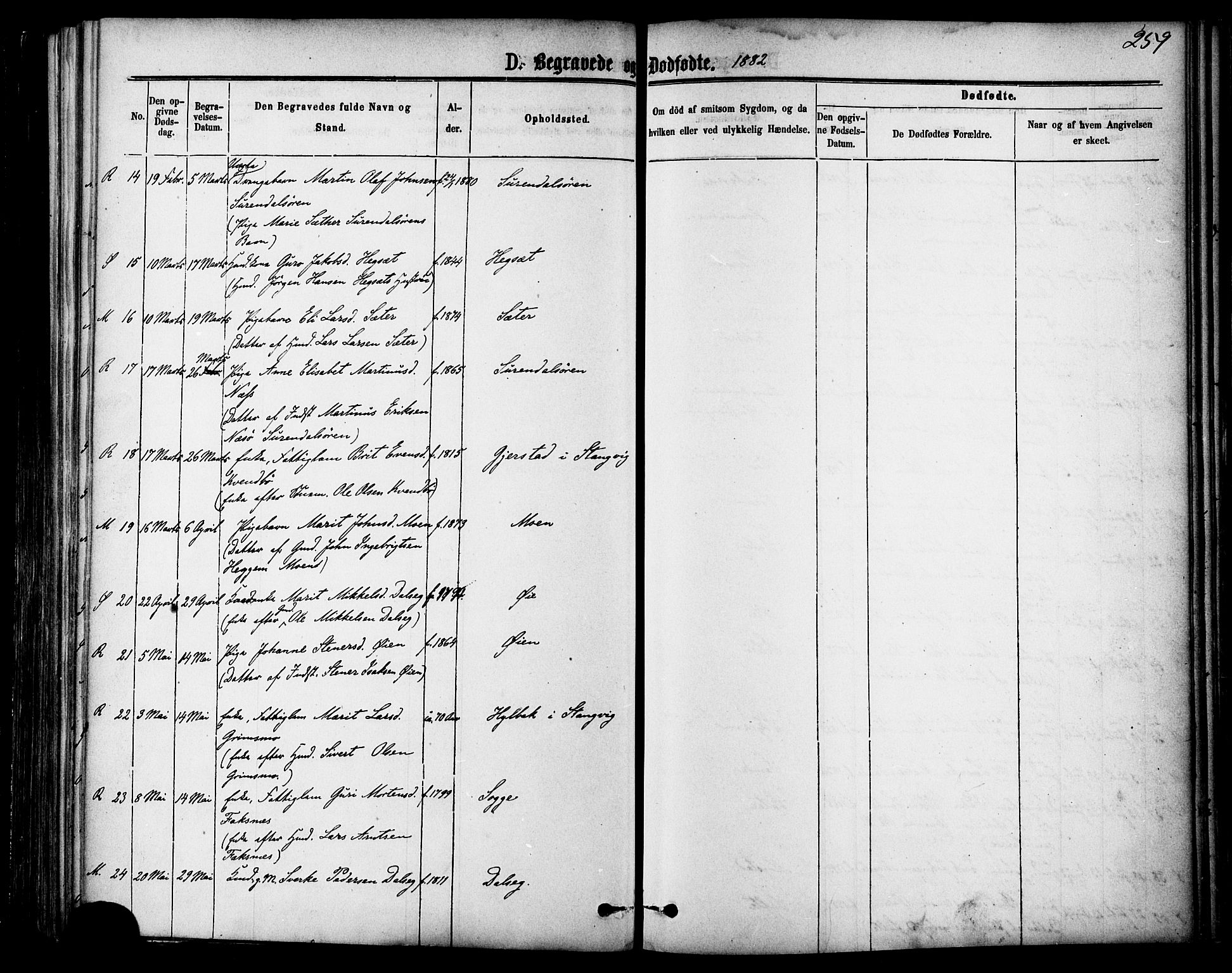 Ministerialprotokoller, klokkerbøker og fødselsregistre - Møre og Romsdal, AV/SAT-A-1454/595/L1046: Ministerialbok nr. 595A08, 1874-1884, s. 259