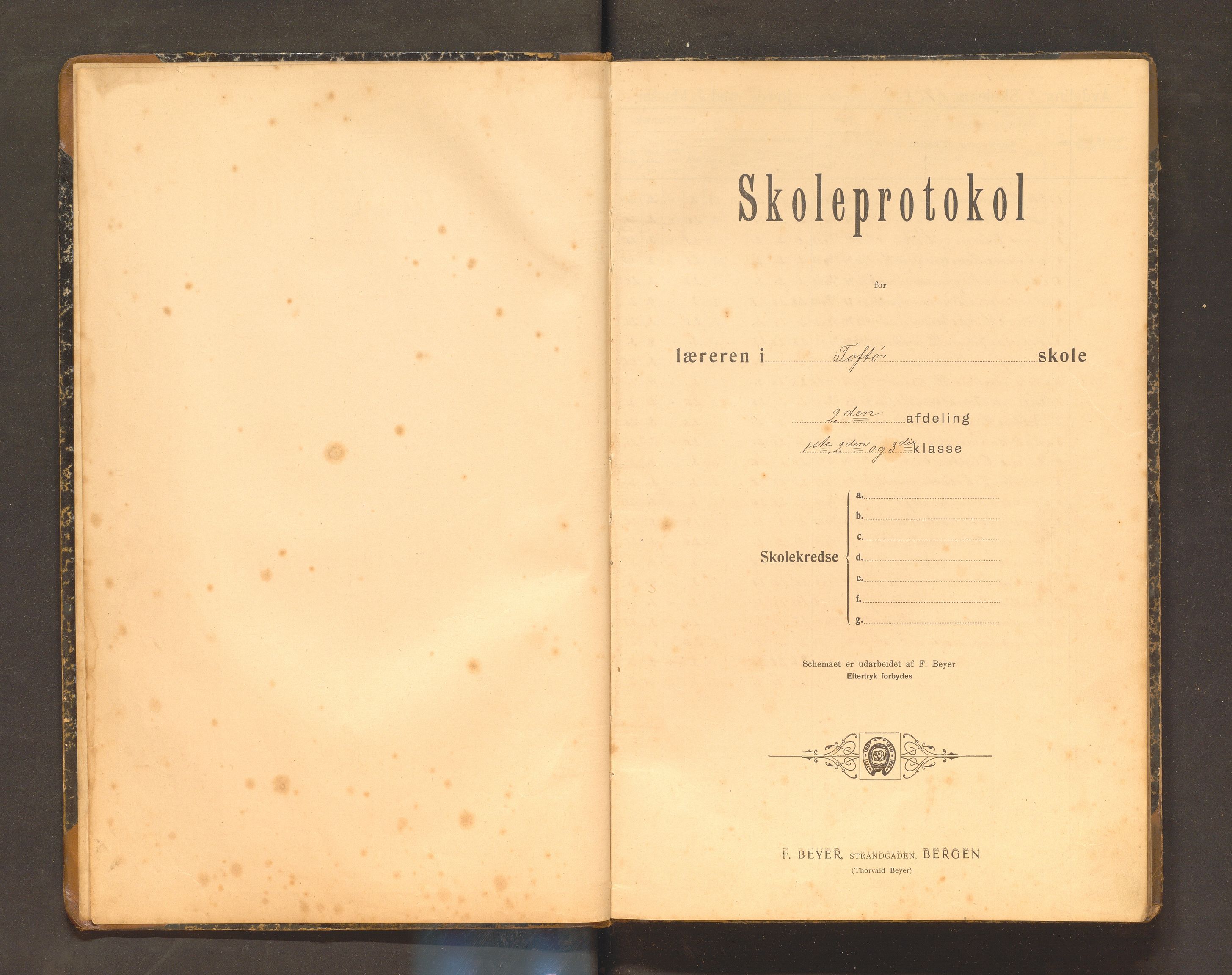 Herdla kommune. Barneskulane, IKAH/1258-231/F/Fa/L0014: Skuleprotokoll for Toftøy skule, 1908-1922