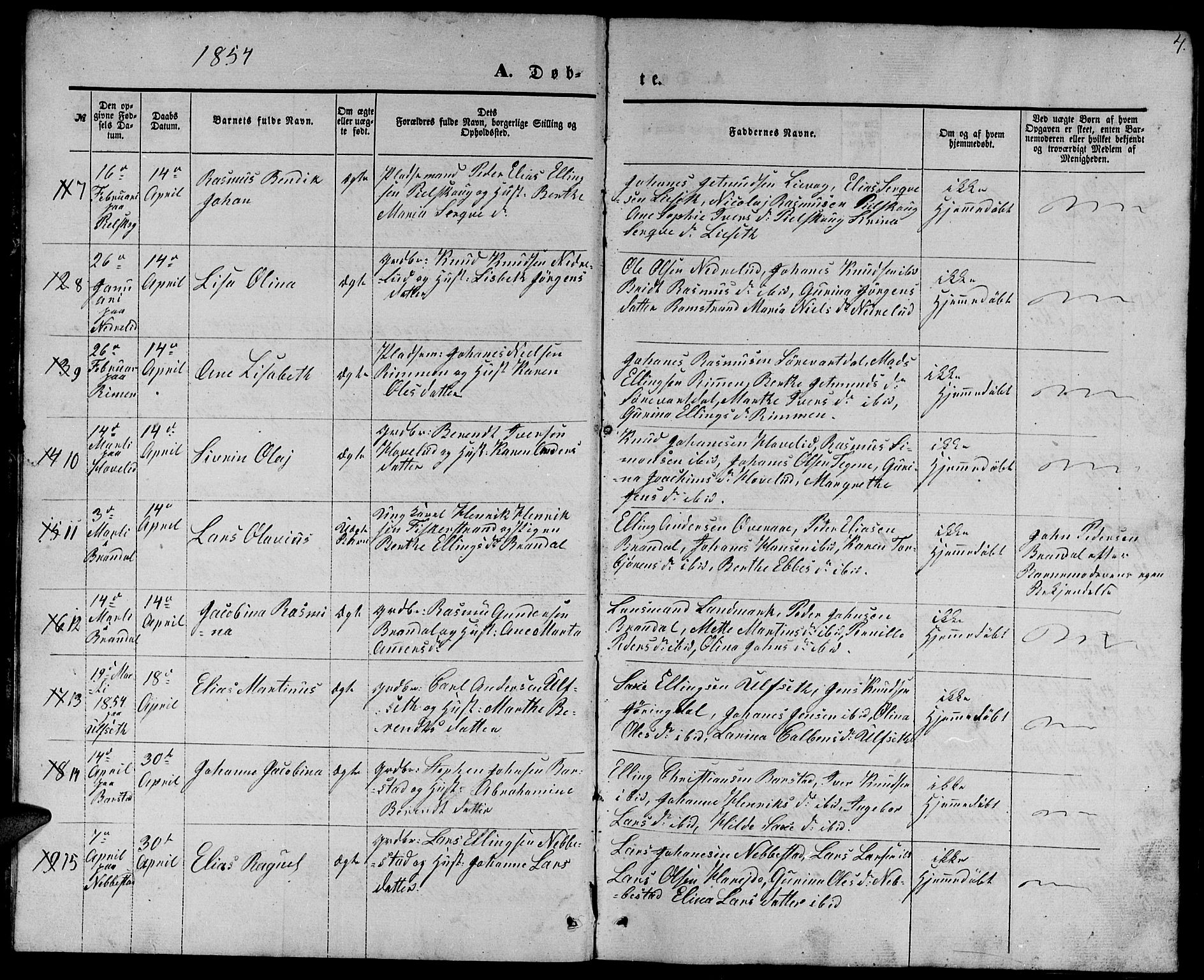 Ministerialprotokoller, klokkerbøker og fødselsregistre - Møre og Romsdal, AV/SAT-A-1454/510/L0124: Klokkerbok nr. 510C01, 1854-1877, s. 4