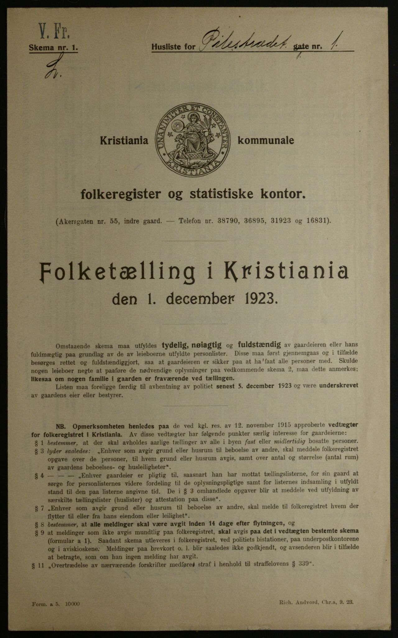 OBA, Kommunal folketelling 1.12.1923 for Kristiania, 1923, s. 86863