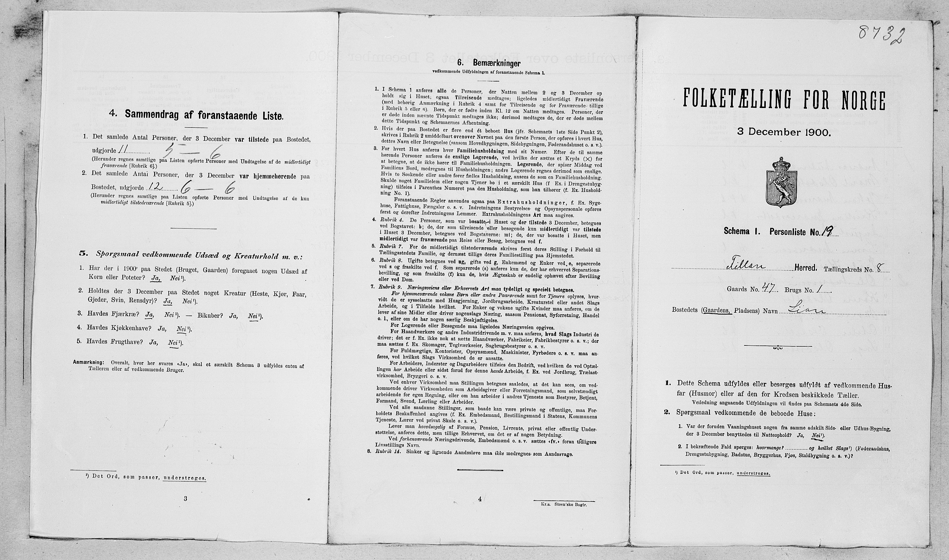 SAT, Folketelling 1900 for 1616 Fillan herred, 1900, s. 535