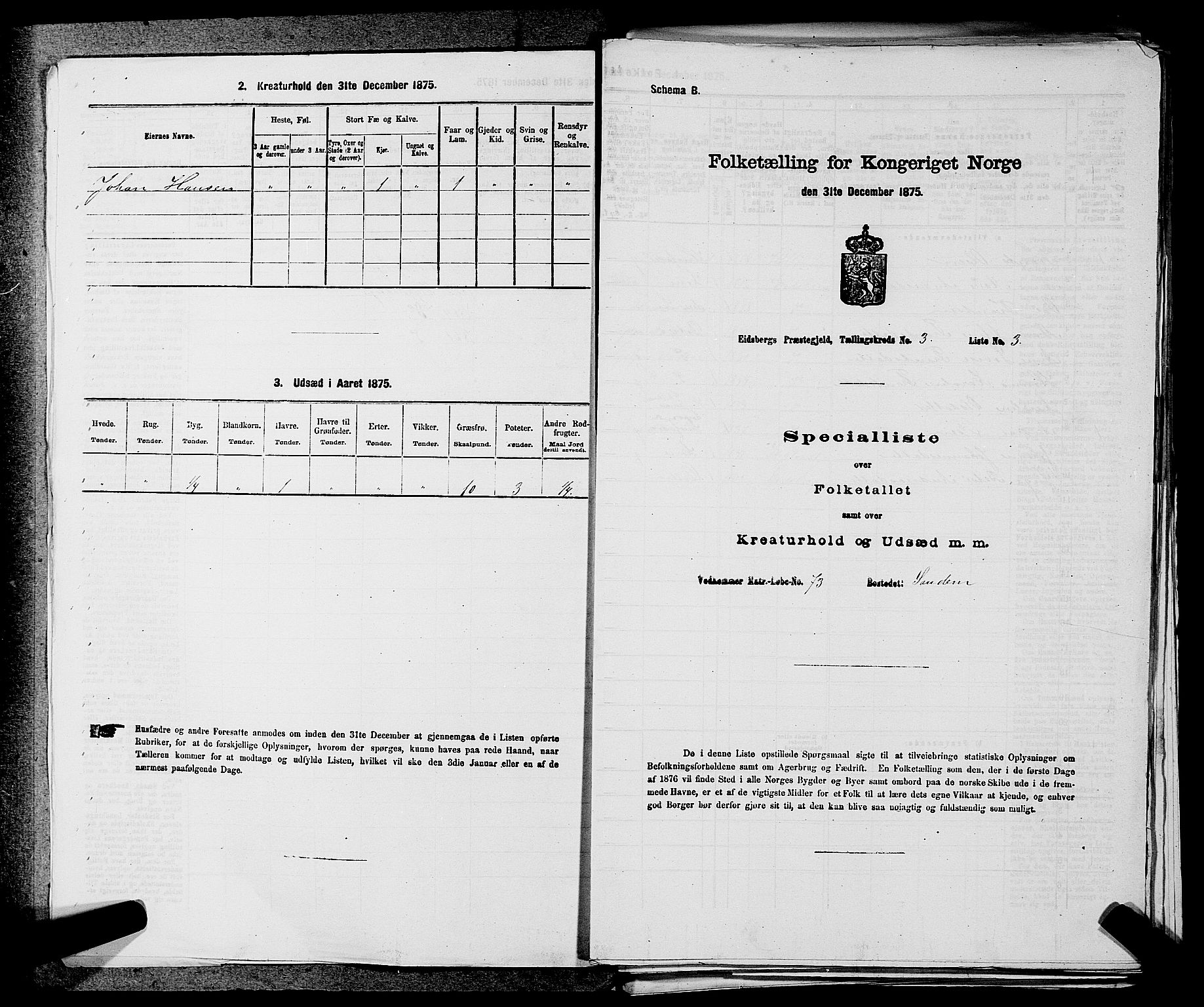 RA, Folketelling 1875 for 0125P Eidsberg prestegjeld, 1875, s. 418