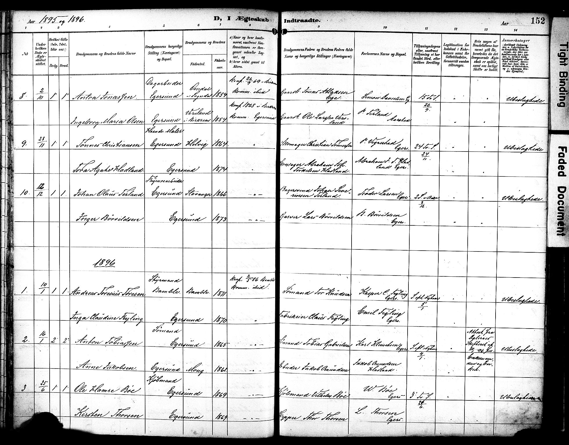 Eigersund sokneprestkontor, AV/SAST-A-101807/S08/L0019: Ministerialbok nr. A 18, 1892-1905, s. 152