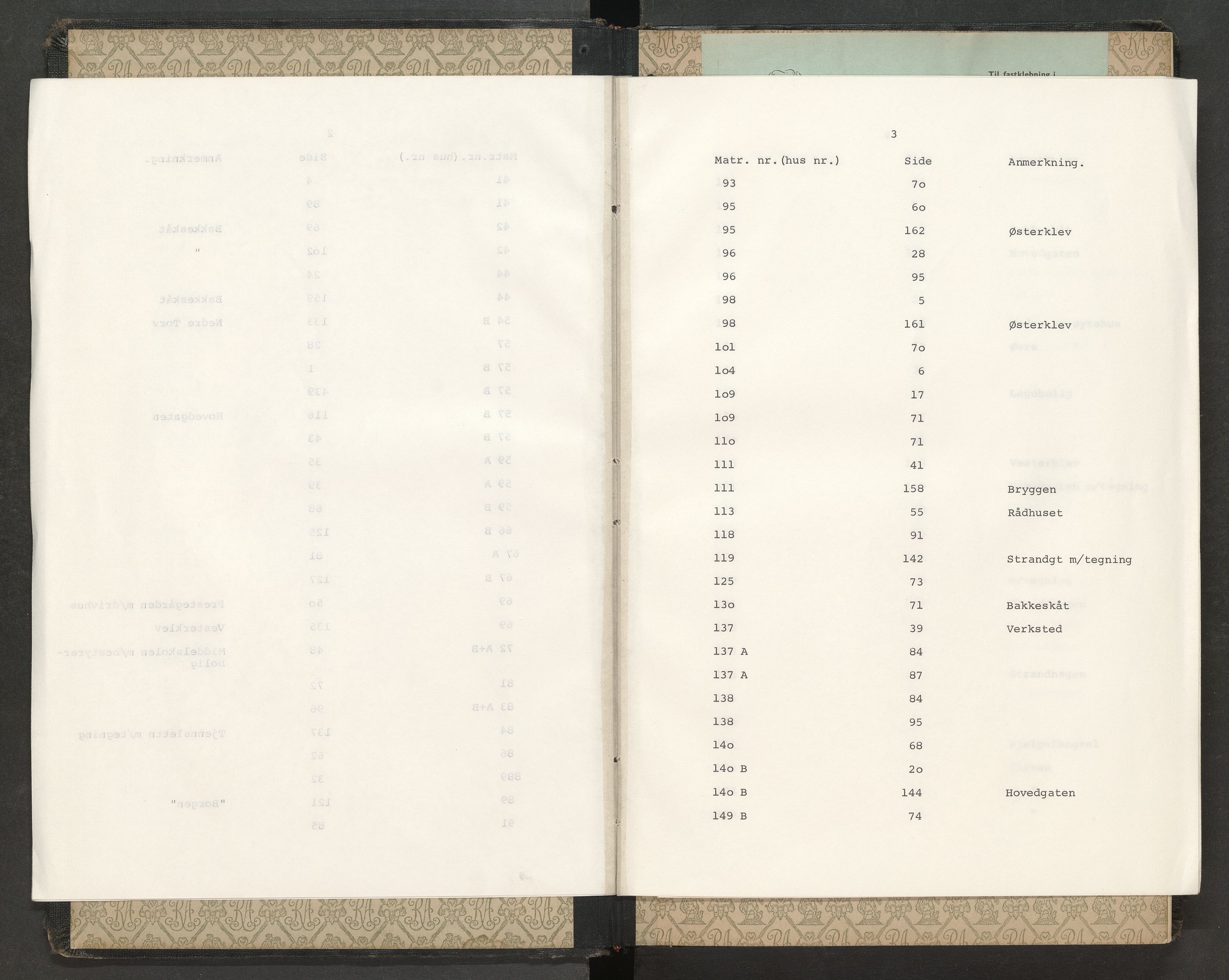 Norges Brannkasse Tvedestrand, AV/SAK-2241-0050/F/Fa/L0006: Branntakstprotokoll nr. 6 med matrikkelnummerregister, 1938-1955