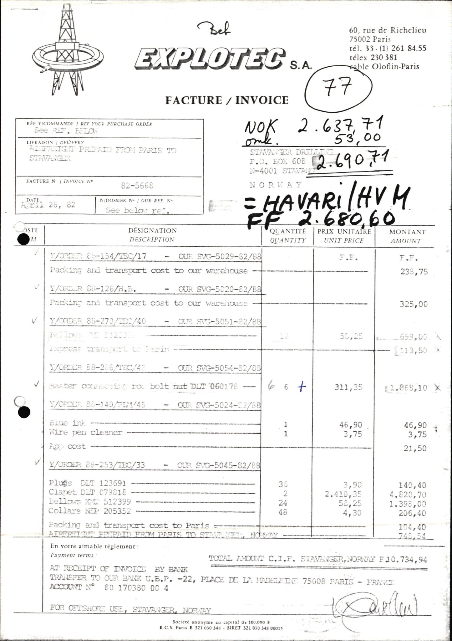 Pa 1503 - Stavanger Drilling AS, AV/SAST-A-101906/2/E/Ec/Eca/L0014: Sak og korrespondanse, 1977-1987