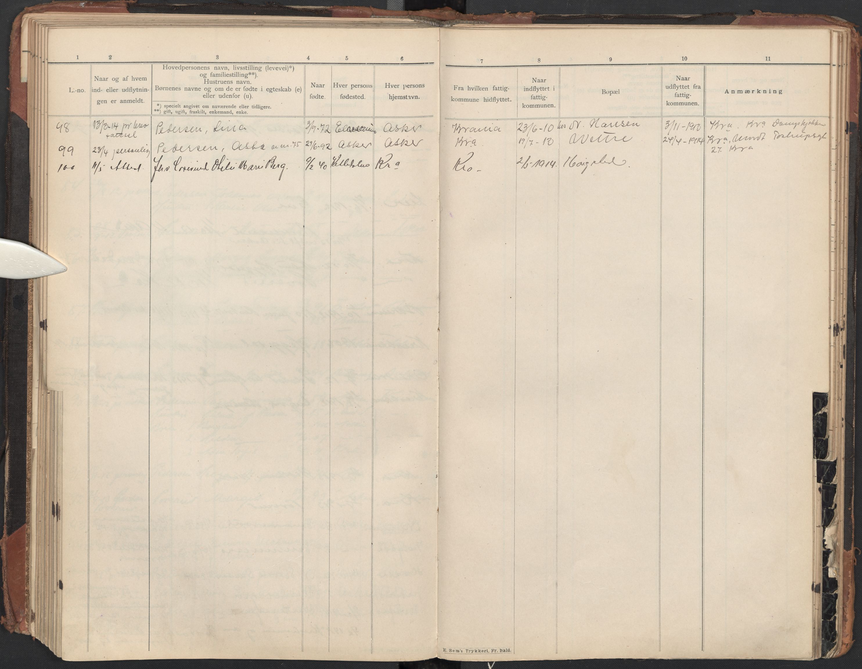 Asker folkeregister, AV/SAO-A-10429/J/L0001: Inn- og utflyttinger, 1903-1913, s. 146