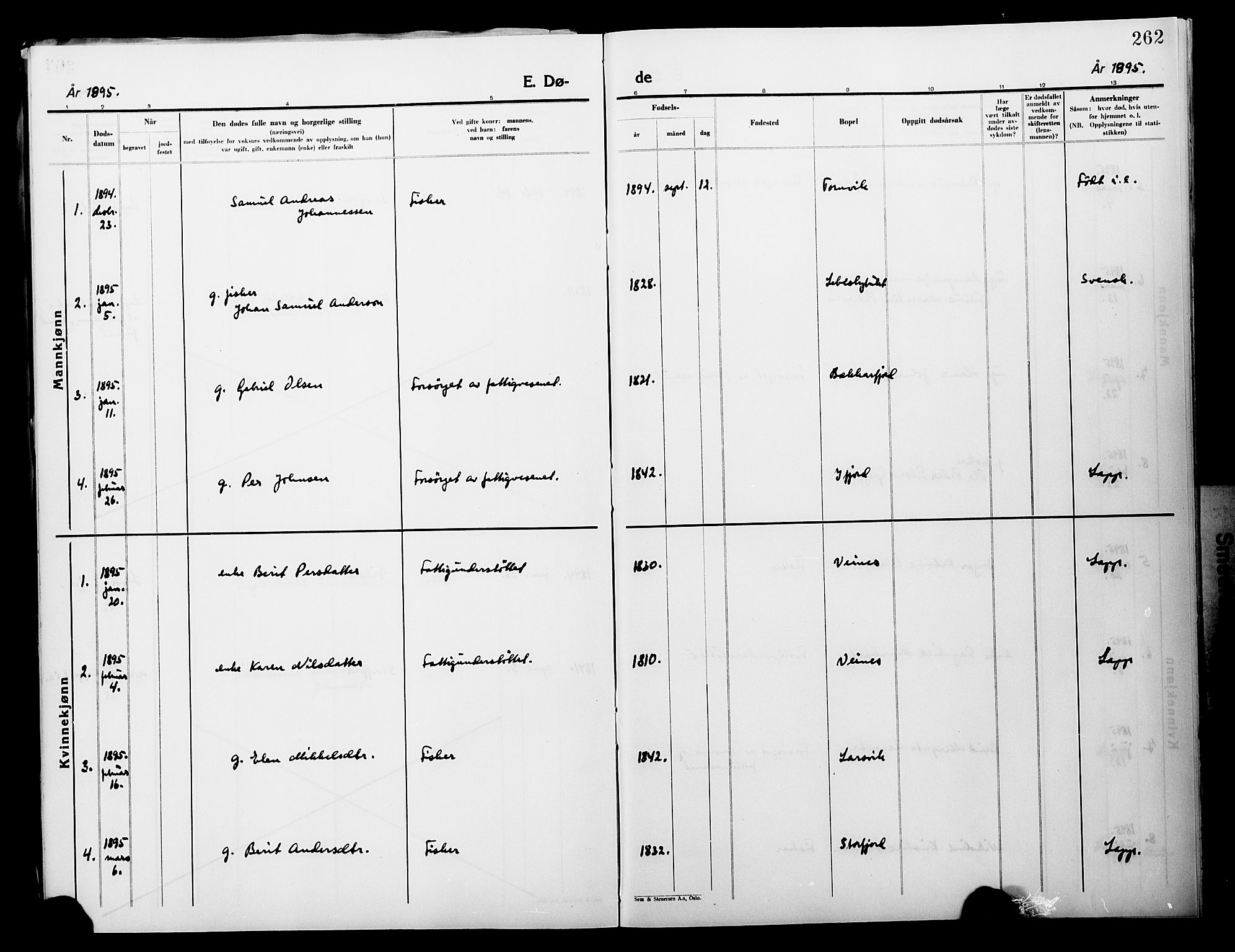 Lebesby sokneprestkontor, AV/SATØ-S-1353/H/Ha/L0004kirke: Ministerialbok nr. 4, 1870-1902, s. 262