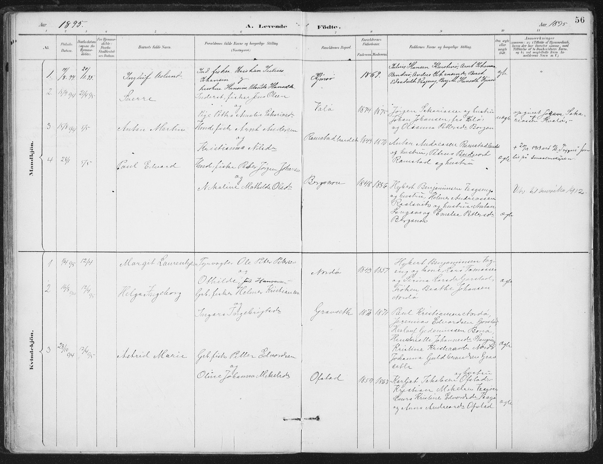 Ministerialprotokoller, klokkerbøker og fødselsregistre - Nord-Trøndelag, SAT/A-1458/786/L0687: Ministerialbok nr. 786A03, 1888-1898, s. 56