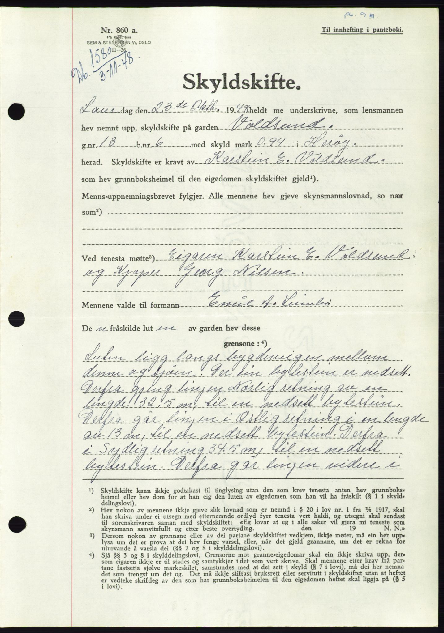 Søre Sunnmøre sorenskriveri, AV/SAT-A-4122/1/2/2C/L0083: Pantebok nr. 9A, 1948-1949, Dagboknr: 1580/1948