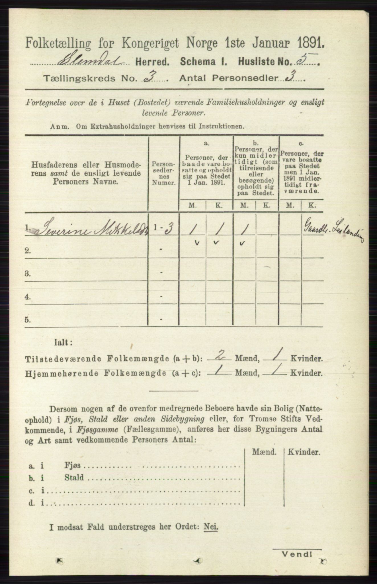 RA, Folketelling 1891 for 0811 Slemdal herred, 1891, s. 709