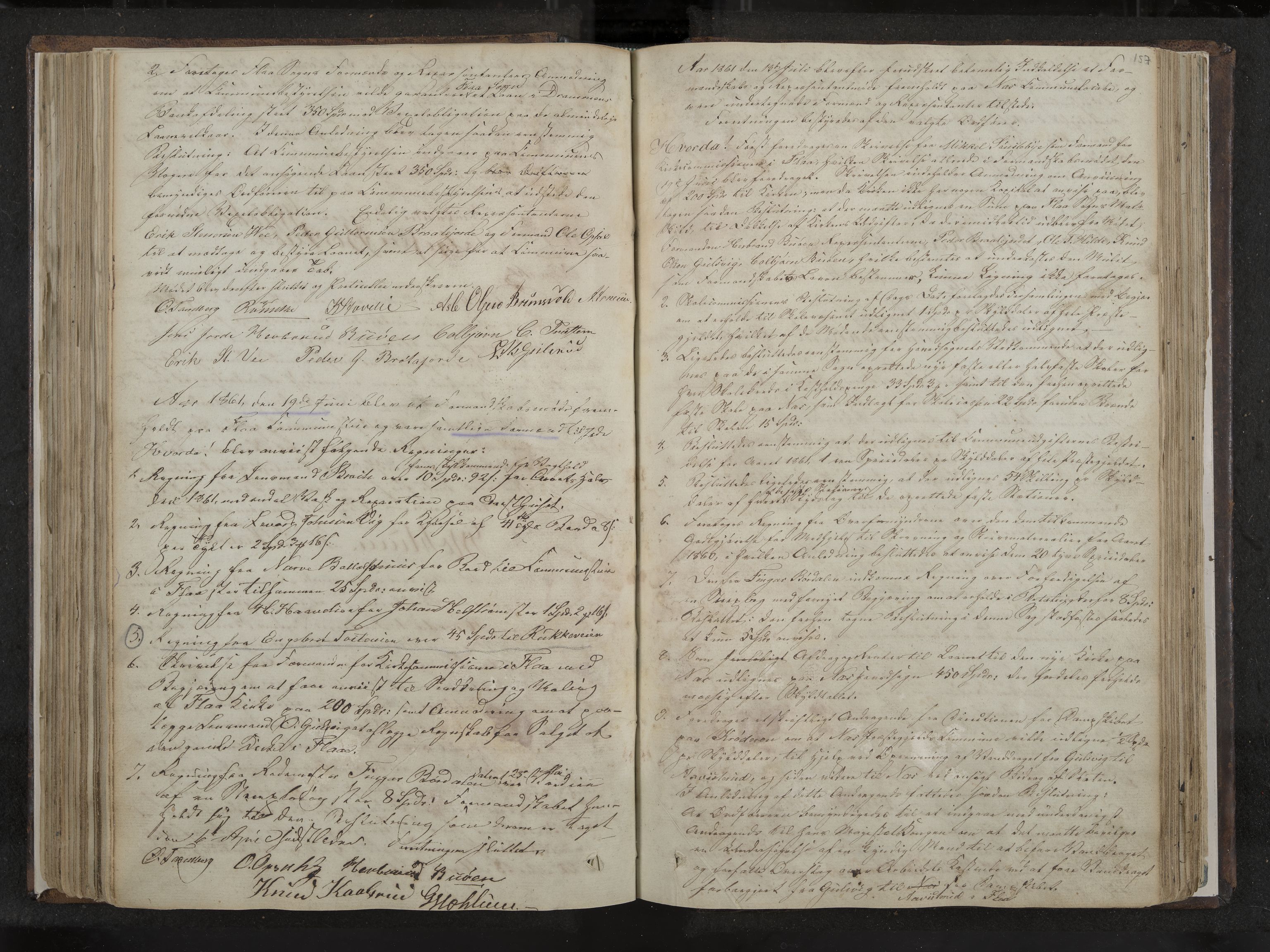 Nes formannskap og sentraladministrasjon, IKAK/0616021-1/A/Aa/L0001: Møtebok med register, 1838-1875, s. 157