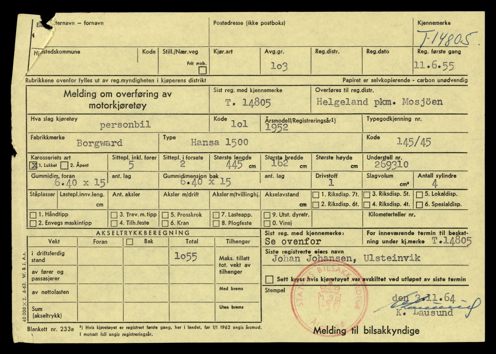 Møre og Romsdal vegkontor - Ålesund trafikkstasjon, AV/SAT-A-4099/F/Fe/L0048: Registreringskort for kjøretøy T 14721 - T 14863, 1927-1998, s. 1789