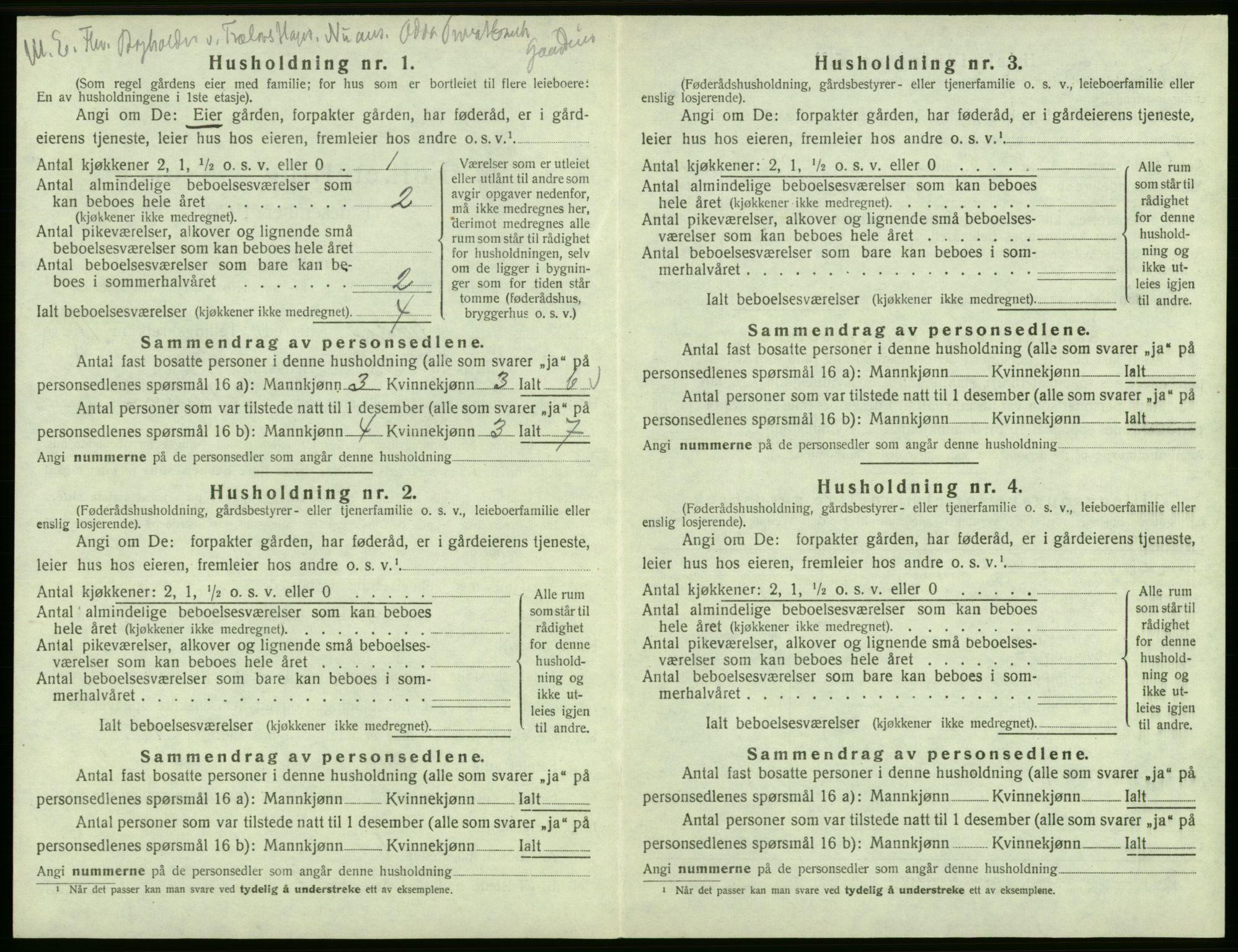 SAB, Folketelling 1920 for 1228 Odda herred, 1920, s. 1020