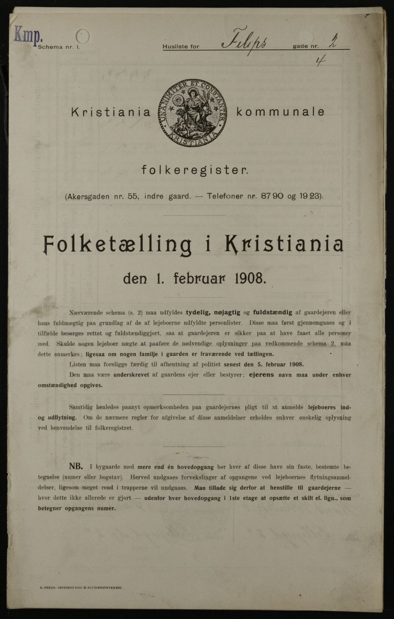 OBA, Kommunal folketelling 1.2.1908 for Kristiania kjøpstad, 1908, s. 21890