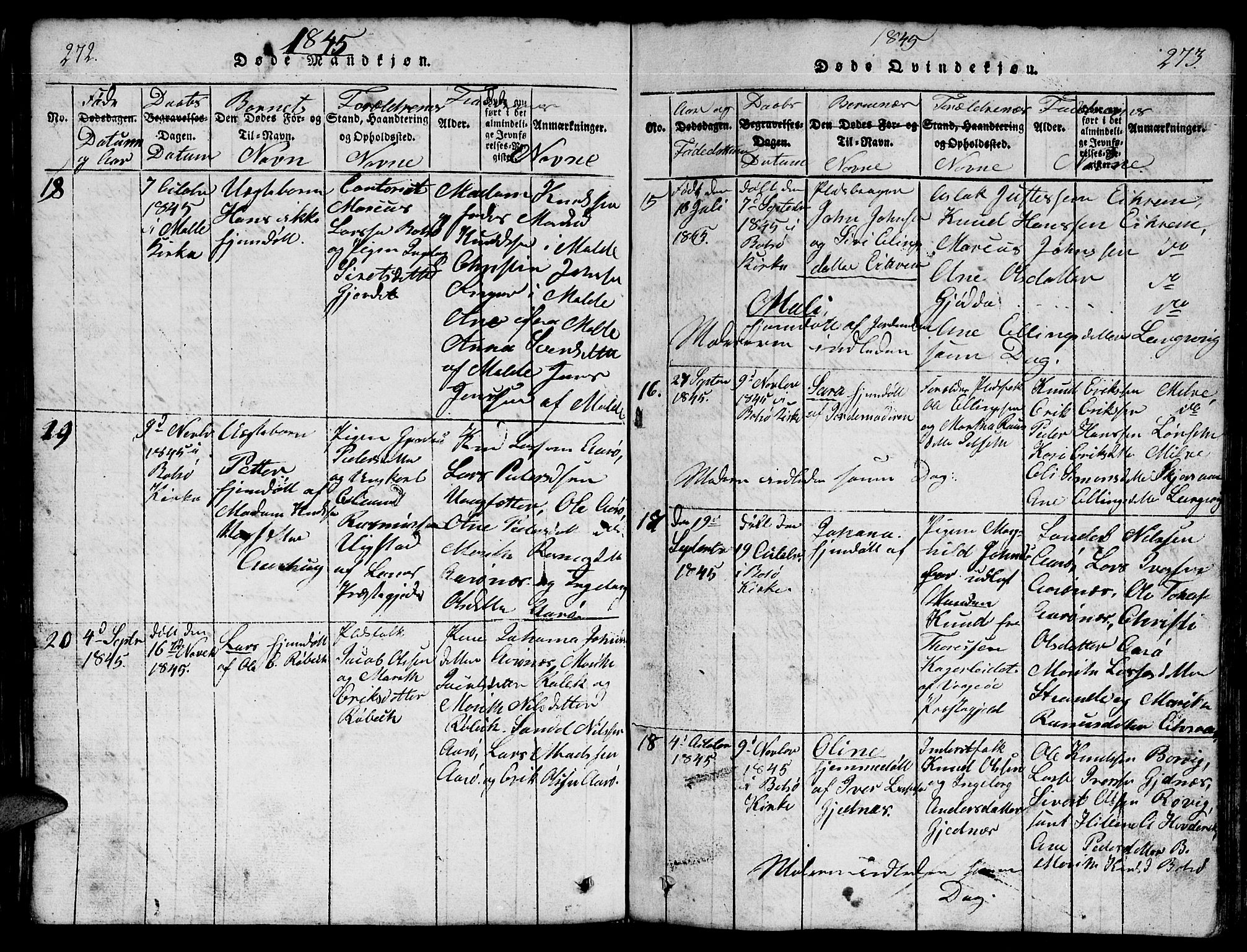 Ministerialprotokoller, klokkerbøker og fødselsregistre - Møre og Romsdal, SAT/A-1454/555/L0665: Klokkerbok nr. 555C01, 1818-1868, s. 272-273