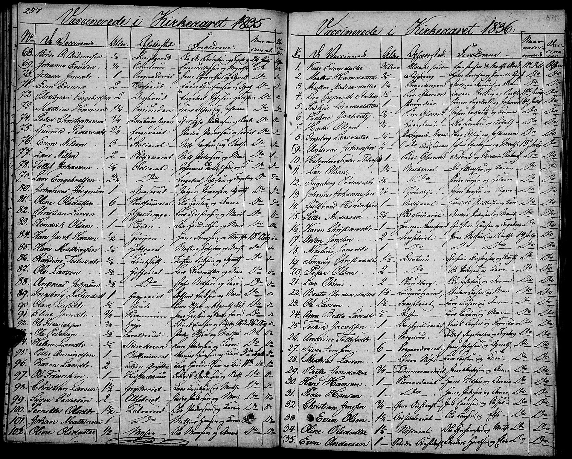 Biri prestekontor, AV/SAH-PREST-096/H/Ha/Haa/L0004: Ministerialbok nr. 4, 1829-1842, s. 257