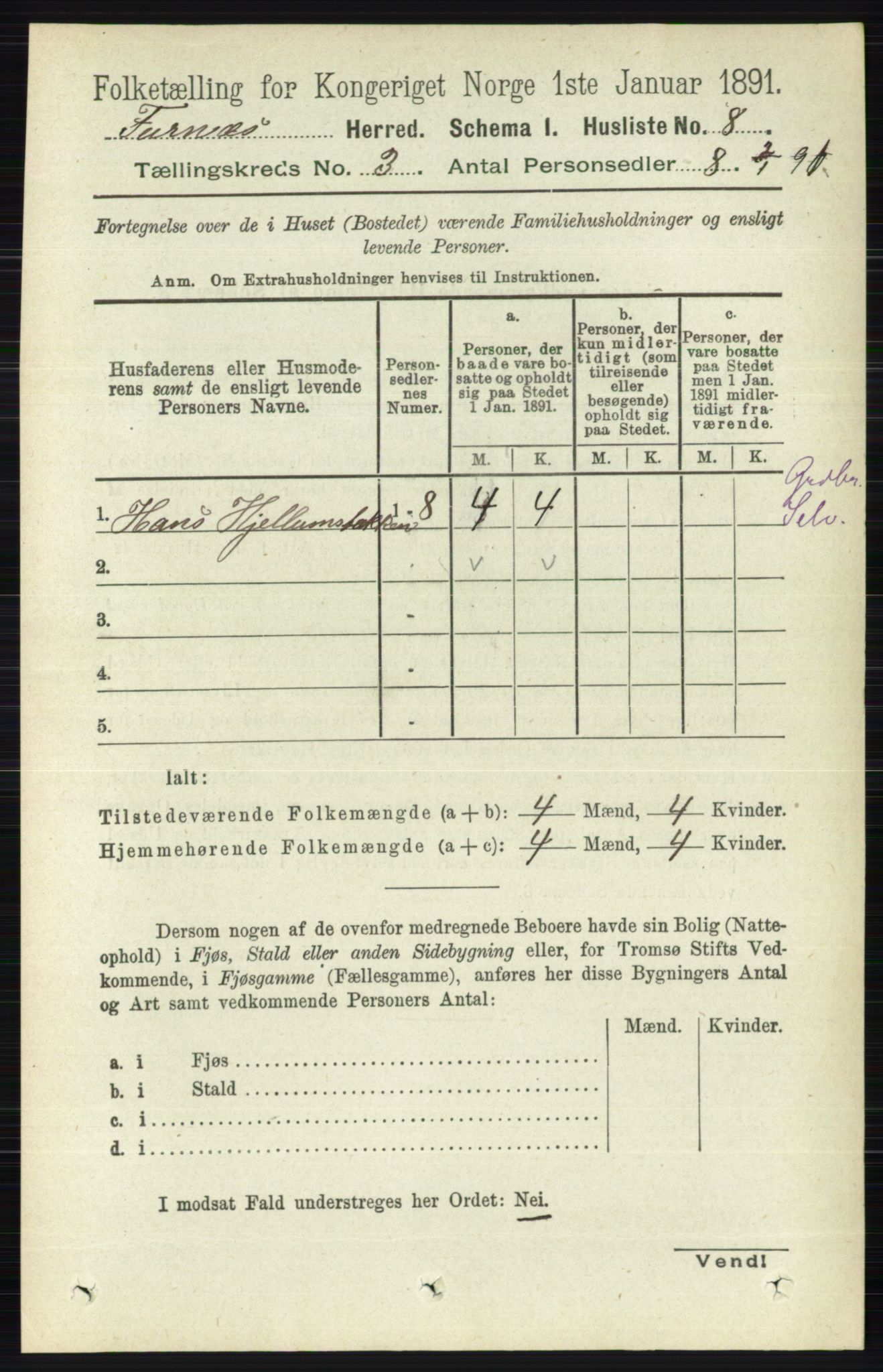 RA, Folketelling 1891 for 0413 Furnes herred, 1891, s. 1492