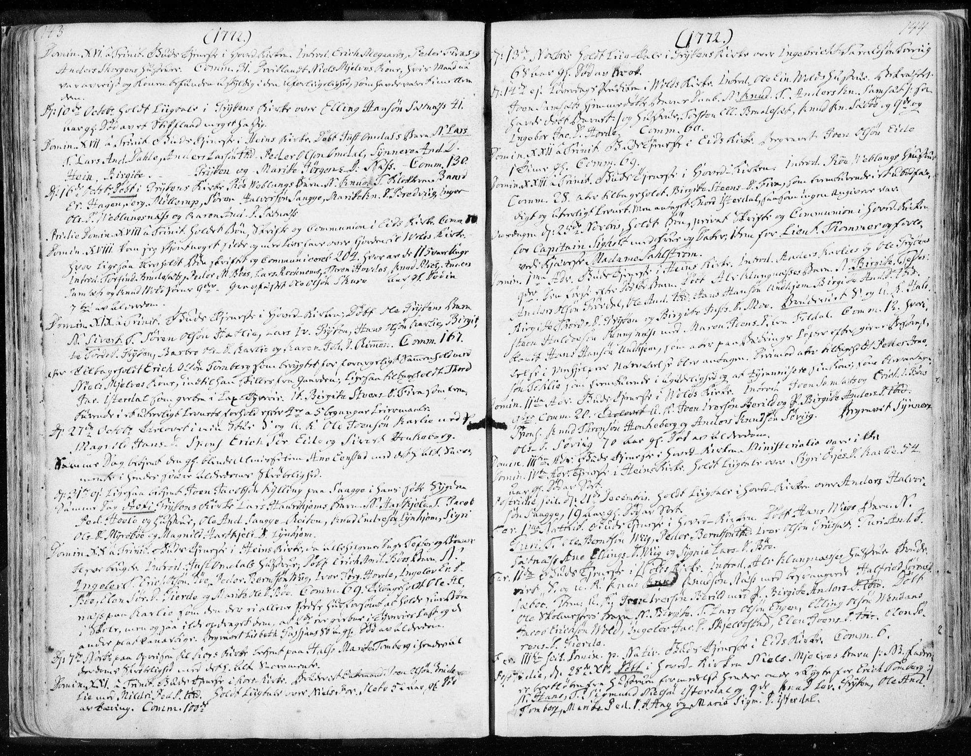 Ministerialprotokoller, klokkerbøker og fødselsregistre - Møre og Romsdal, AV/SAT-A-1454/544/L0569: Ministerialbok nr. 544A02, 1764-1806, s. 143-144
