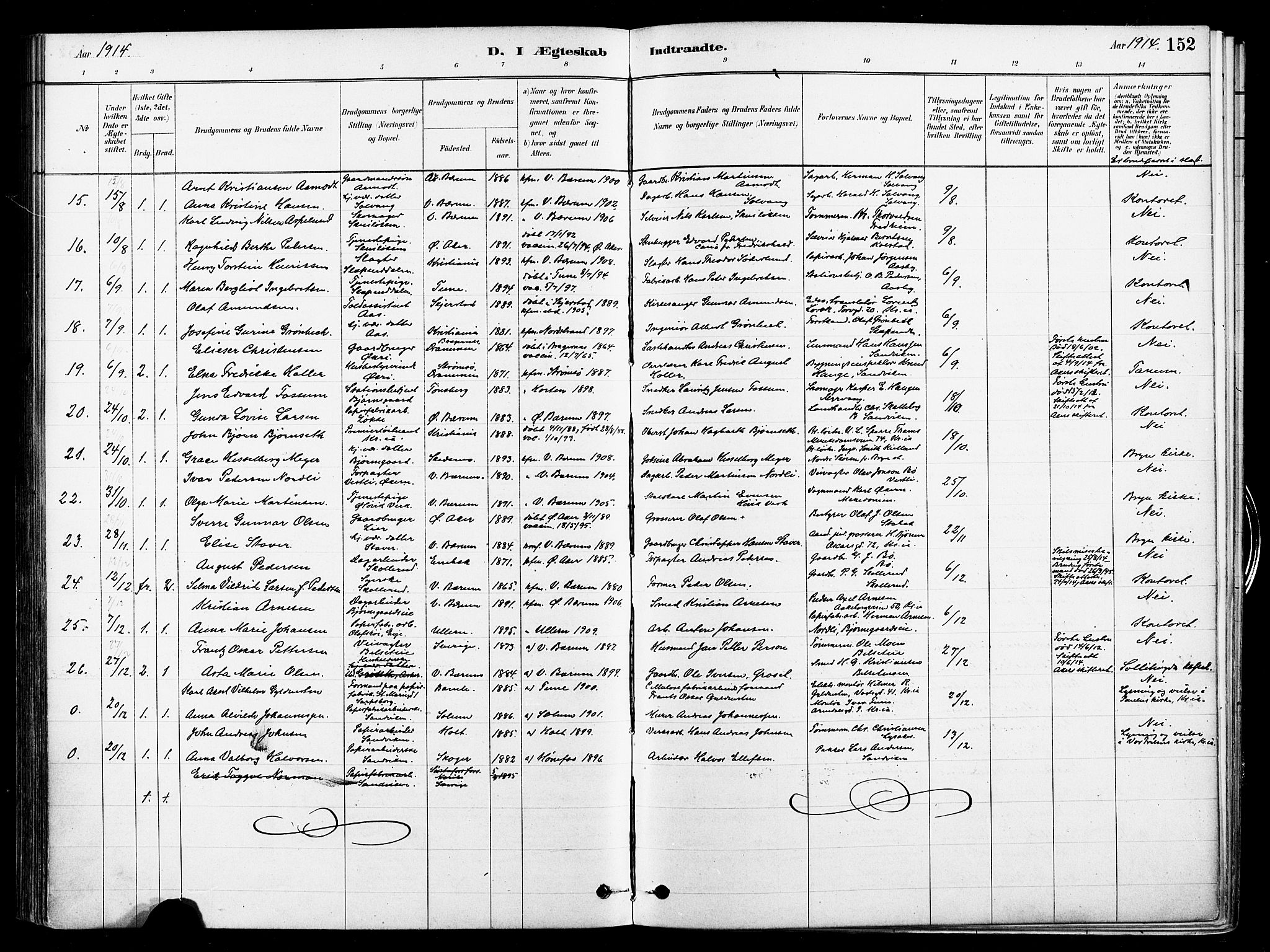 Asker prestekontor Kirkebøker, SAO/A-10256a/F/Fb/L0002: Ministerialbok nr. II 2, 1879-1921, s. 152