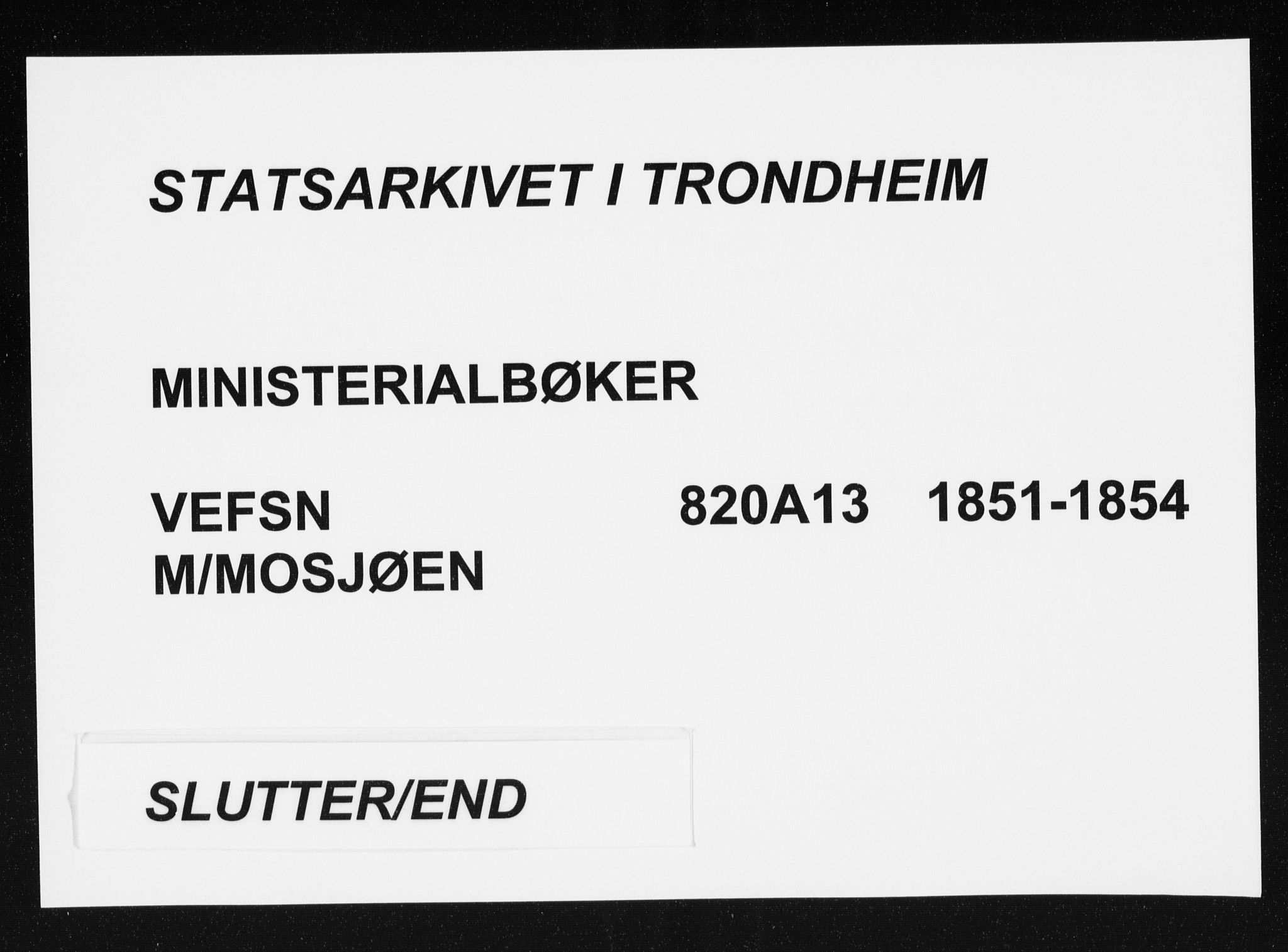 Ministerialprotokoller, klokkerbøker og fødselsregistre - Nordland, SAT/A-1459/820/L0292: Ministerialbok nr. 820A13, 1851-1854