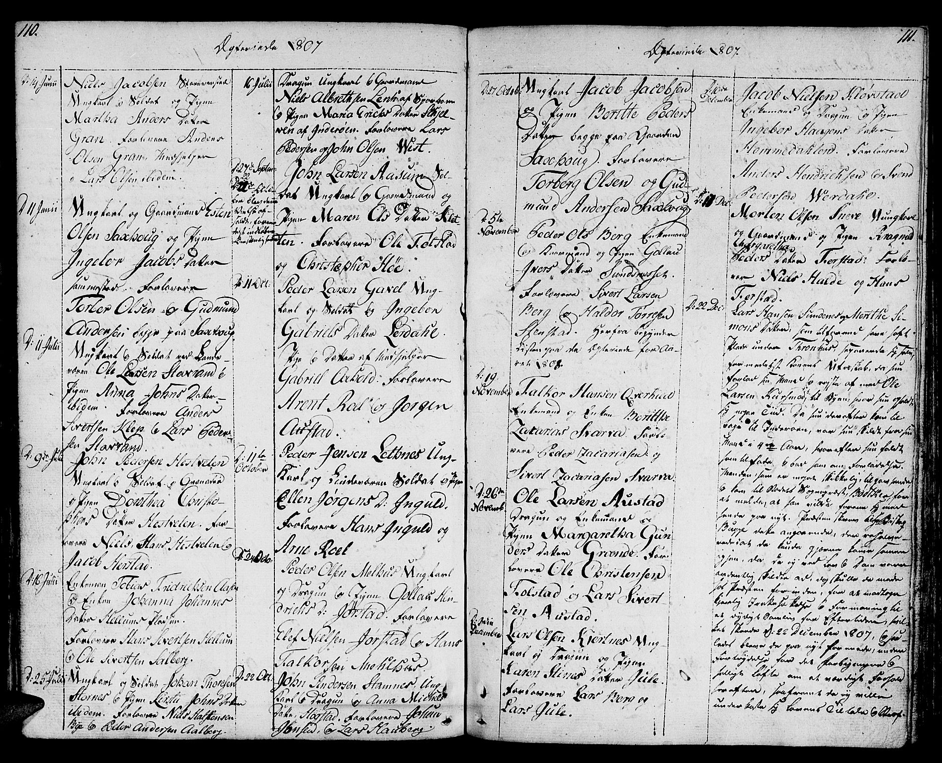 Ministerialprotokoller, klokkerbøker og fødselsregistre - Nord-Trøndelag, AV/SAT-A-1458/730/L0274: Ministerialbok nr. 730A03, 1802-1816, s. 110-111