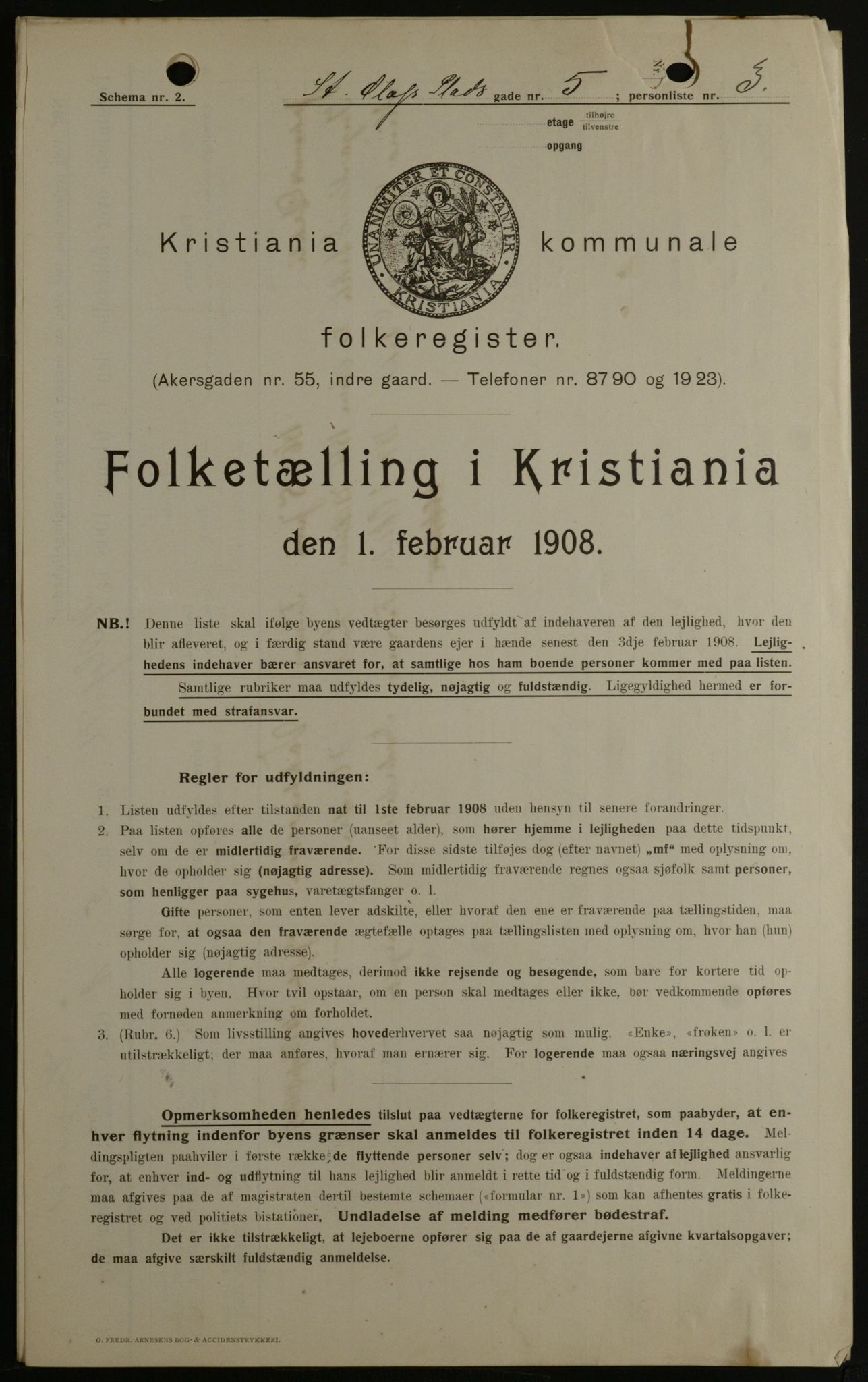 OBA, Kommunal folketelling 1.2.1908 for Kristiania kjøpstad, 1908, s. 79724