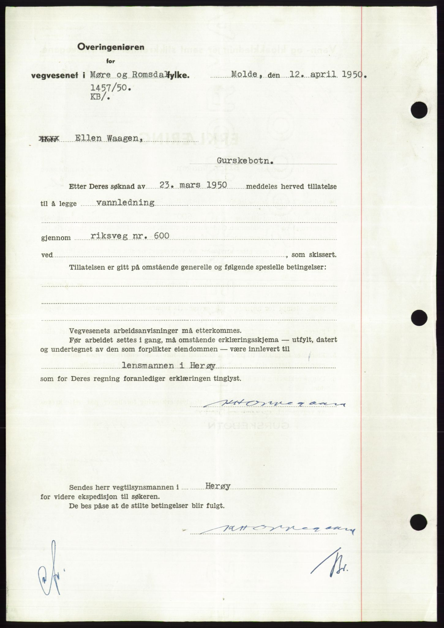 Søre Sunnmøre sorenskriveri, AV/SAT-A-4122/1/2/2C/L0086: Pantebok nr. 12A, 1949-1950, Dagboknr: 918/1950