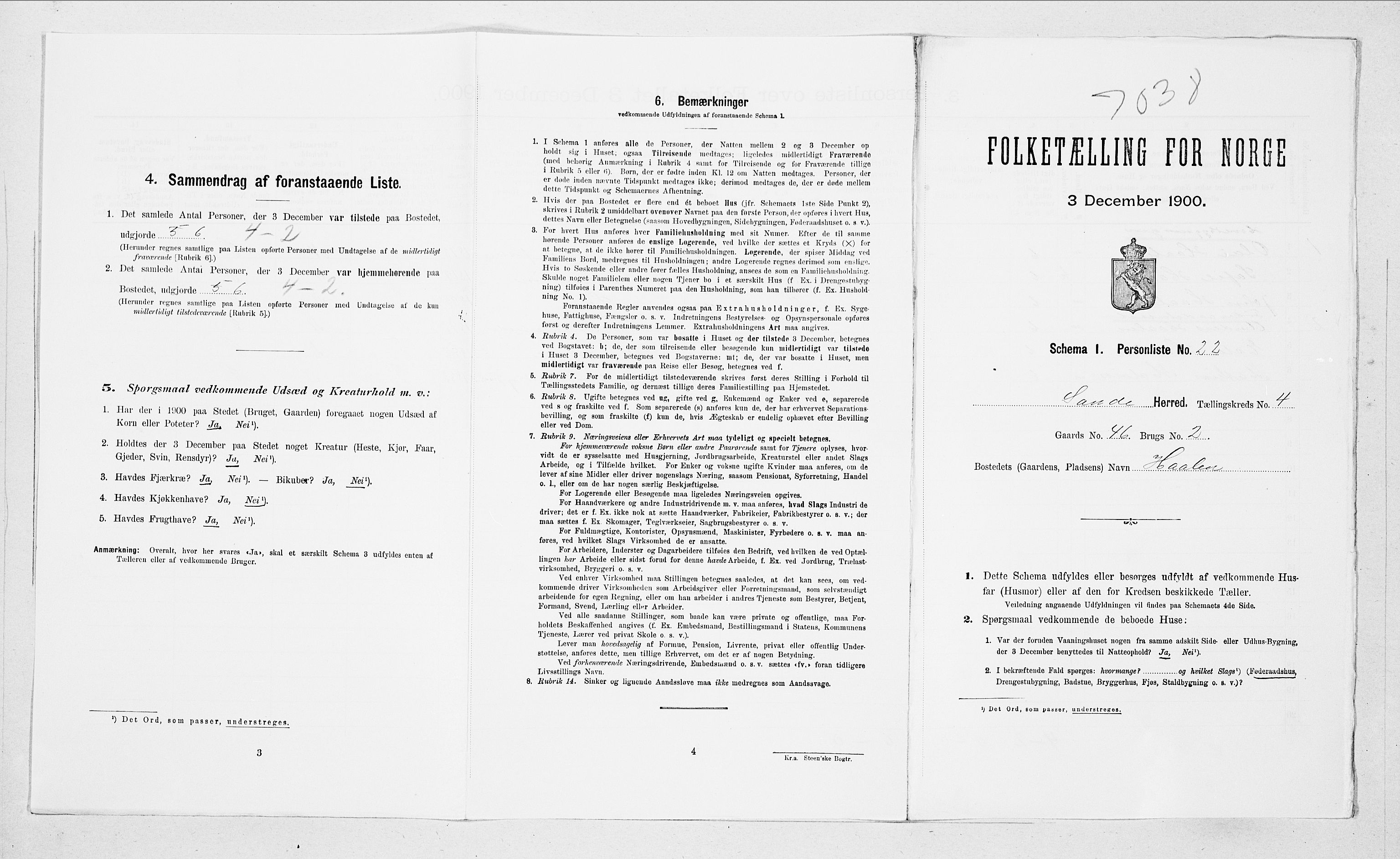 SAT, Folketelling 1900 for 1514 Sande herred, 1900, s. 443